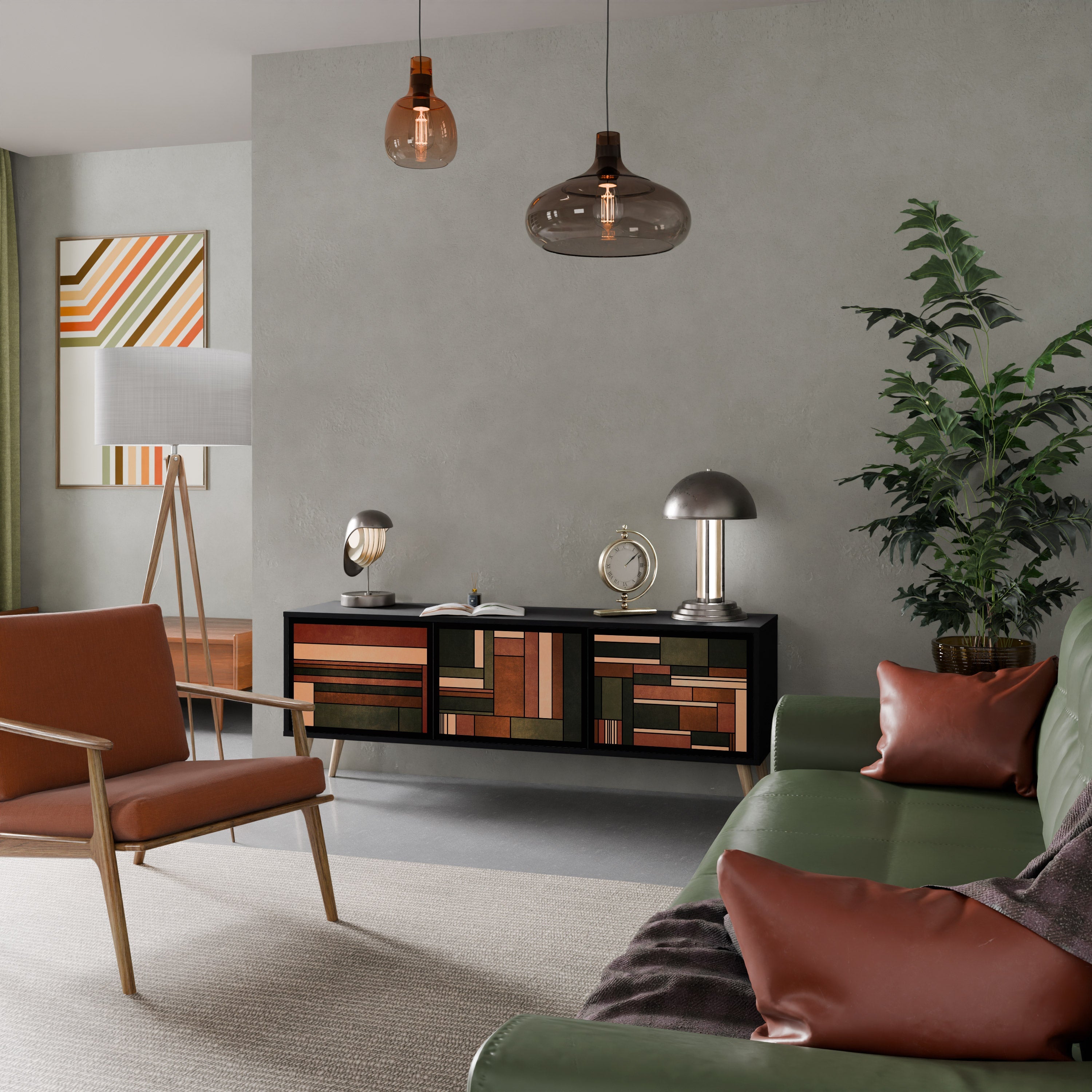 FIGURES OF NATURE TV-Lowboard mit 3 Türen in Schwarz