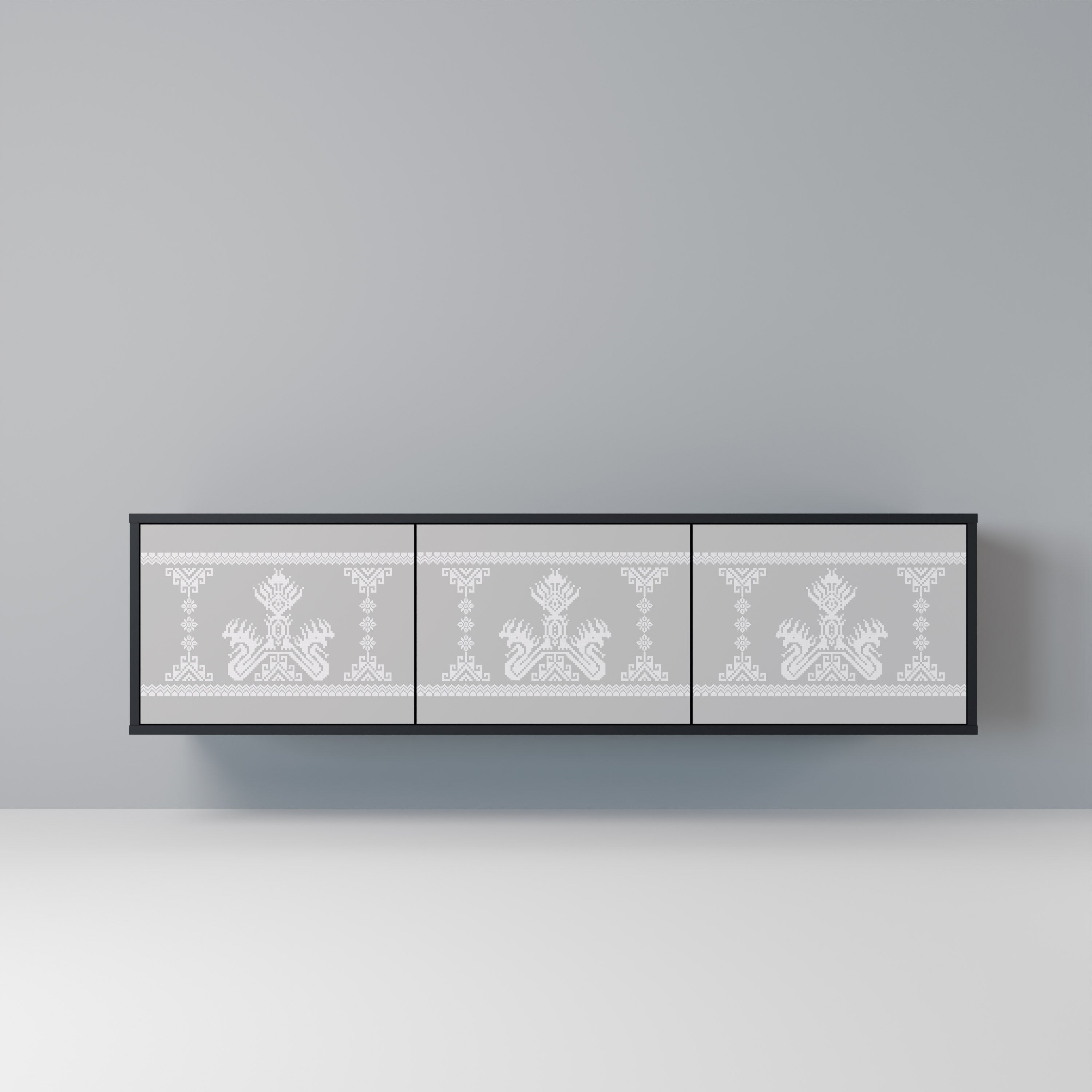 THAI GRAY TV-Lowboard mit 3 Türen in Schwarz