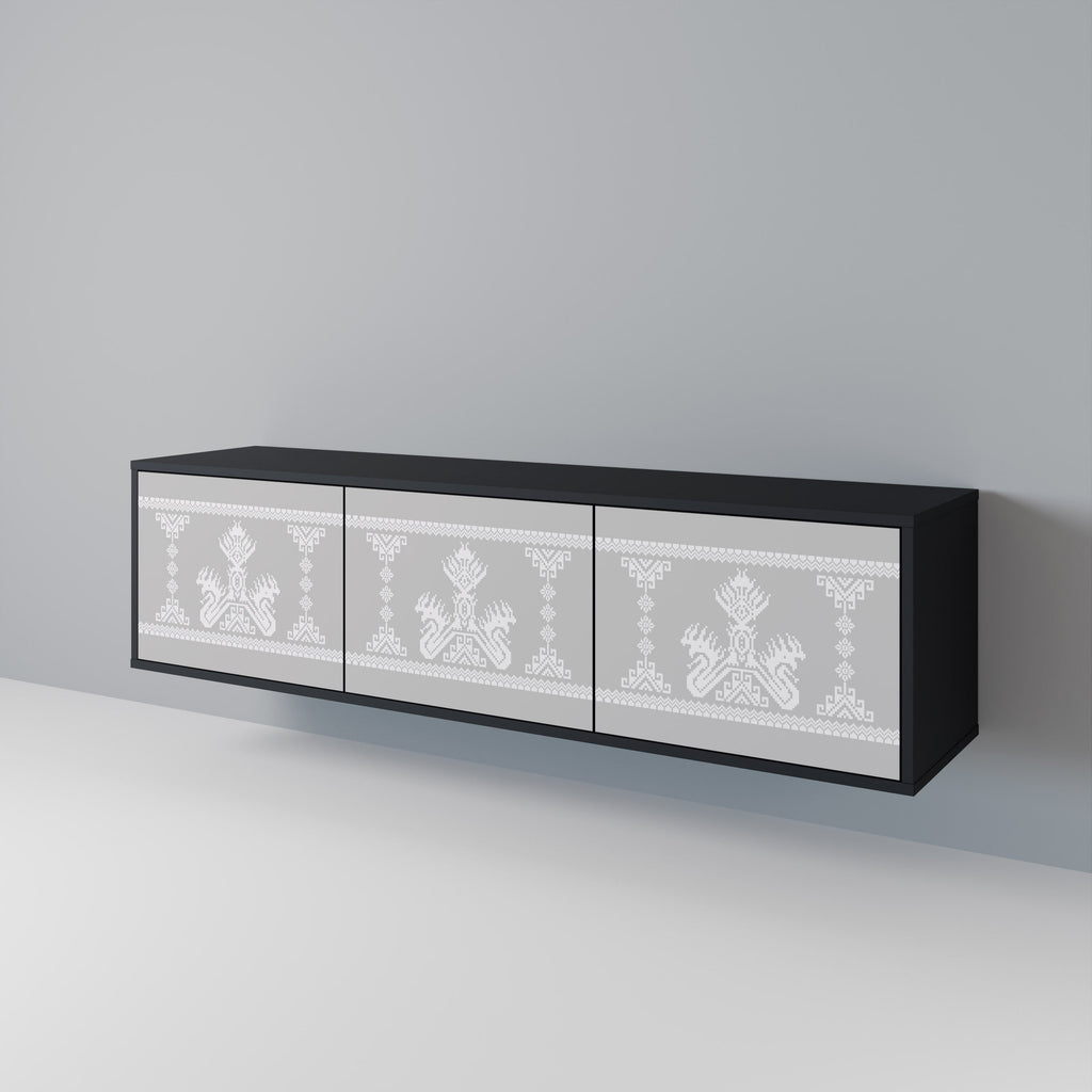 THAI GRAY TV-Lowboard mit 3 Türen in Schwarz