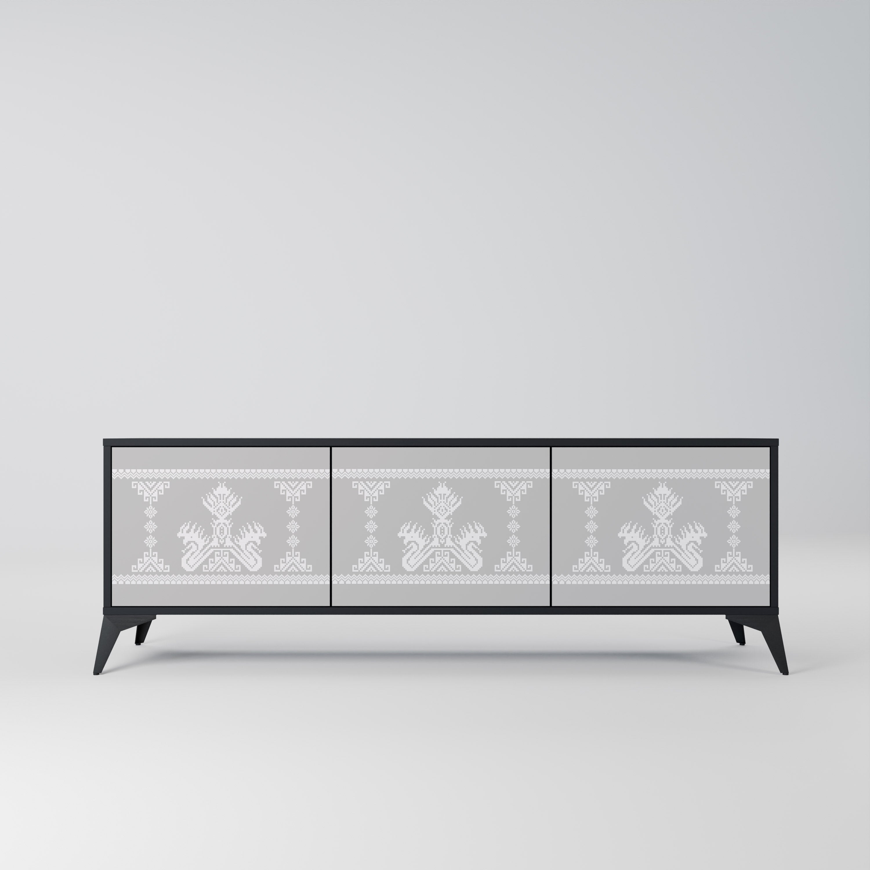 THAI GRAY TV-Lowboard mit 3 Türen in Schwarz