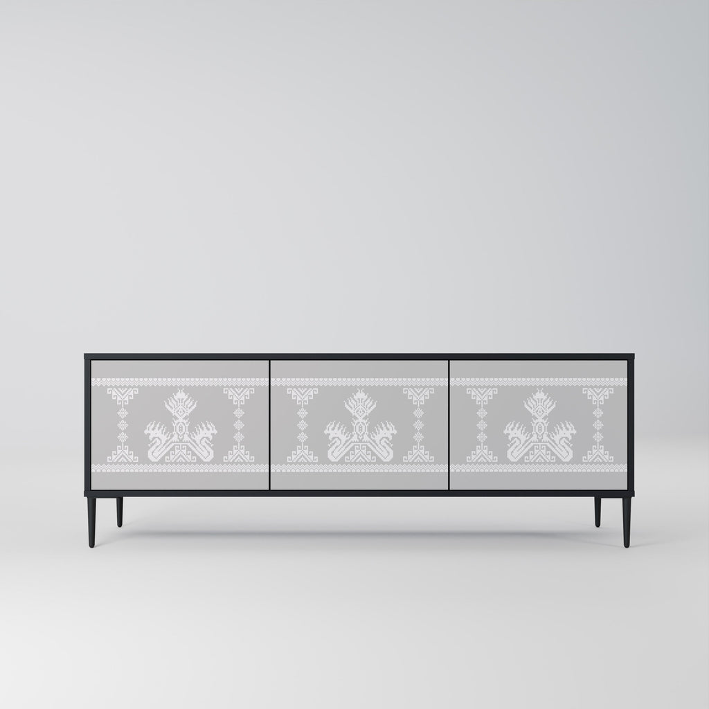 THAI GRAY TV-Lowboard mit 3 Türen in Schwarz