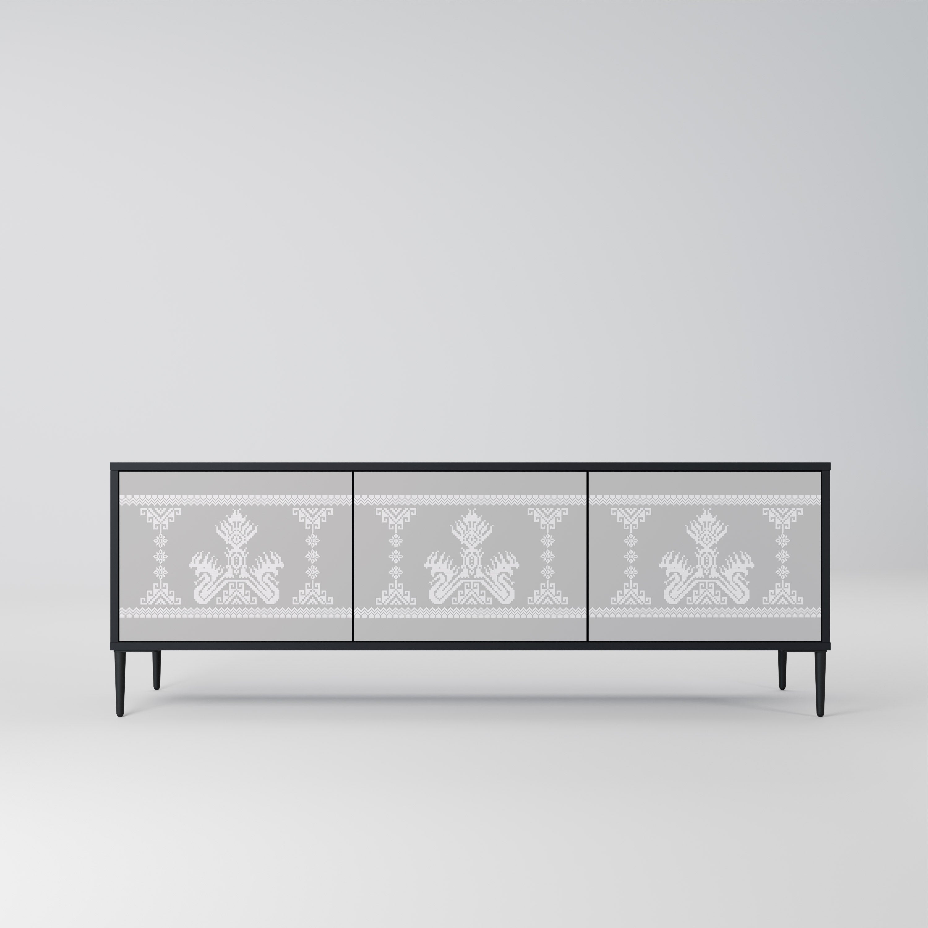 THAI GRAY TV-Lowboard mit 3 Türen in Schwarz