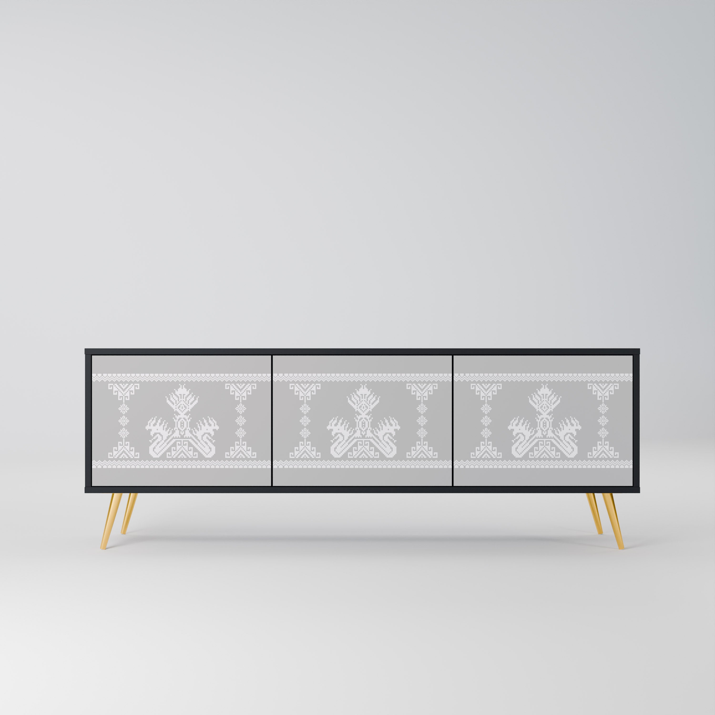 THAI GRAY TV-Lowboard mit 3 Türen in Schwarz