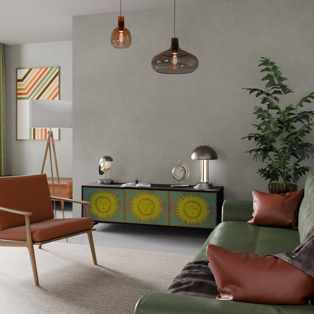 SUNSHINE EULOGY 3-Door TV Stand in Black Finish