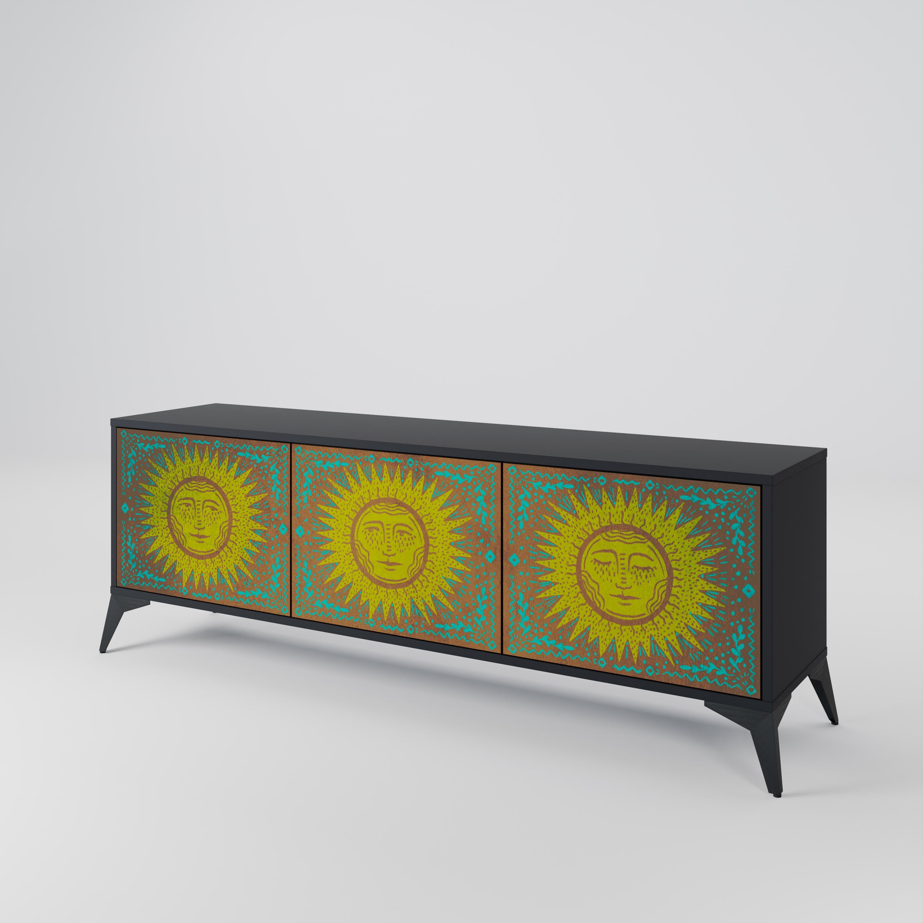 SUNSHINE EULOGY 3-Door TV Stand in Black Finish