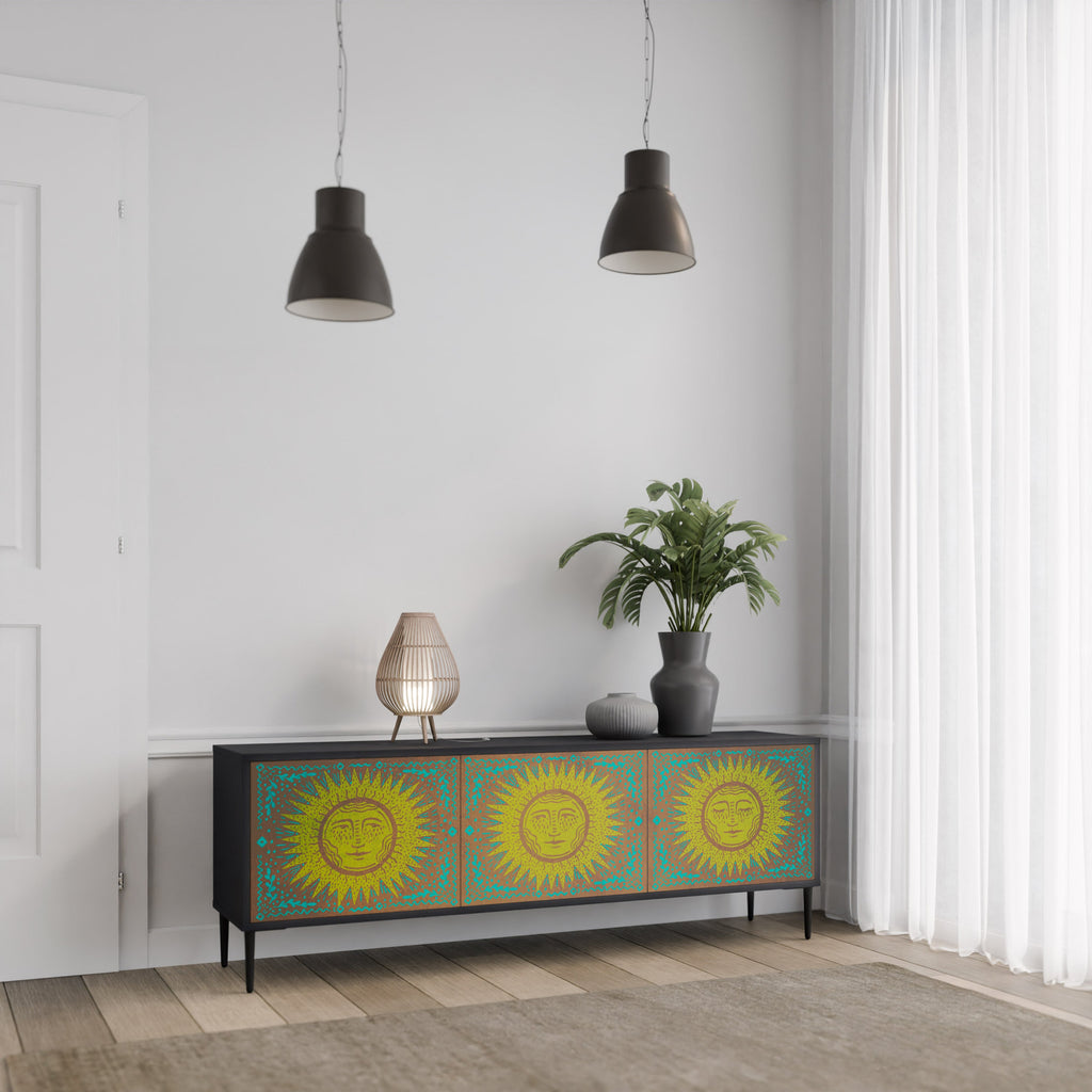 SUNSHINE EULOGY 3-Door TV Stand in Black Finish