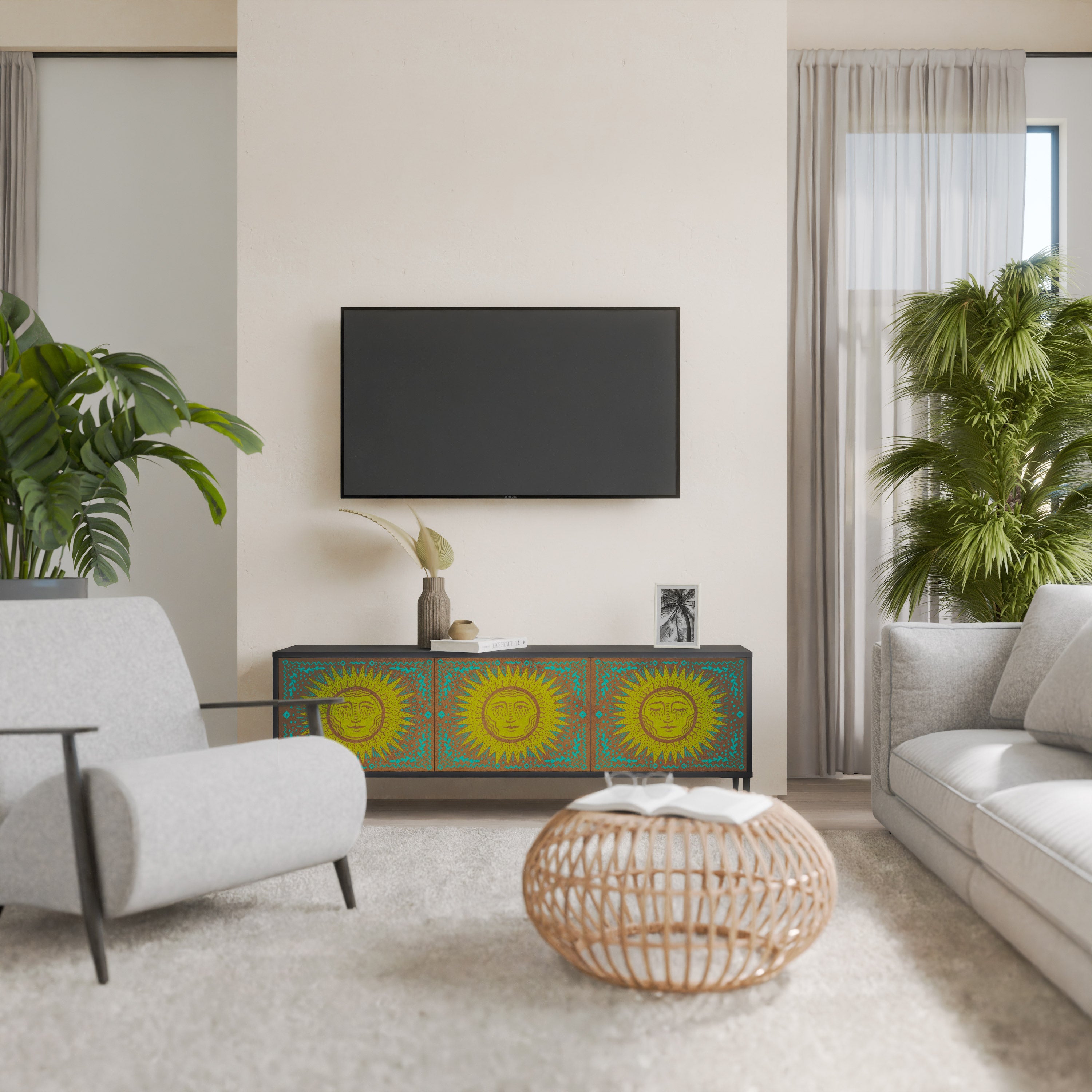 SUNSHINE EULOGY TV-Lowboard mit 3 Türen in Schwarz