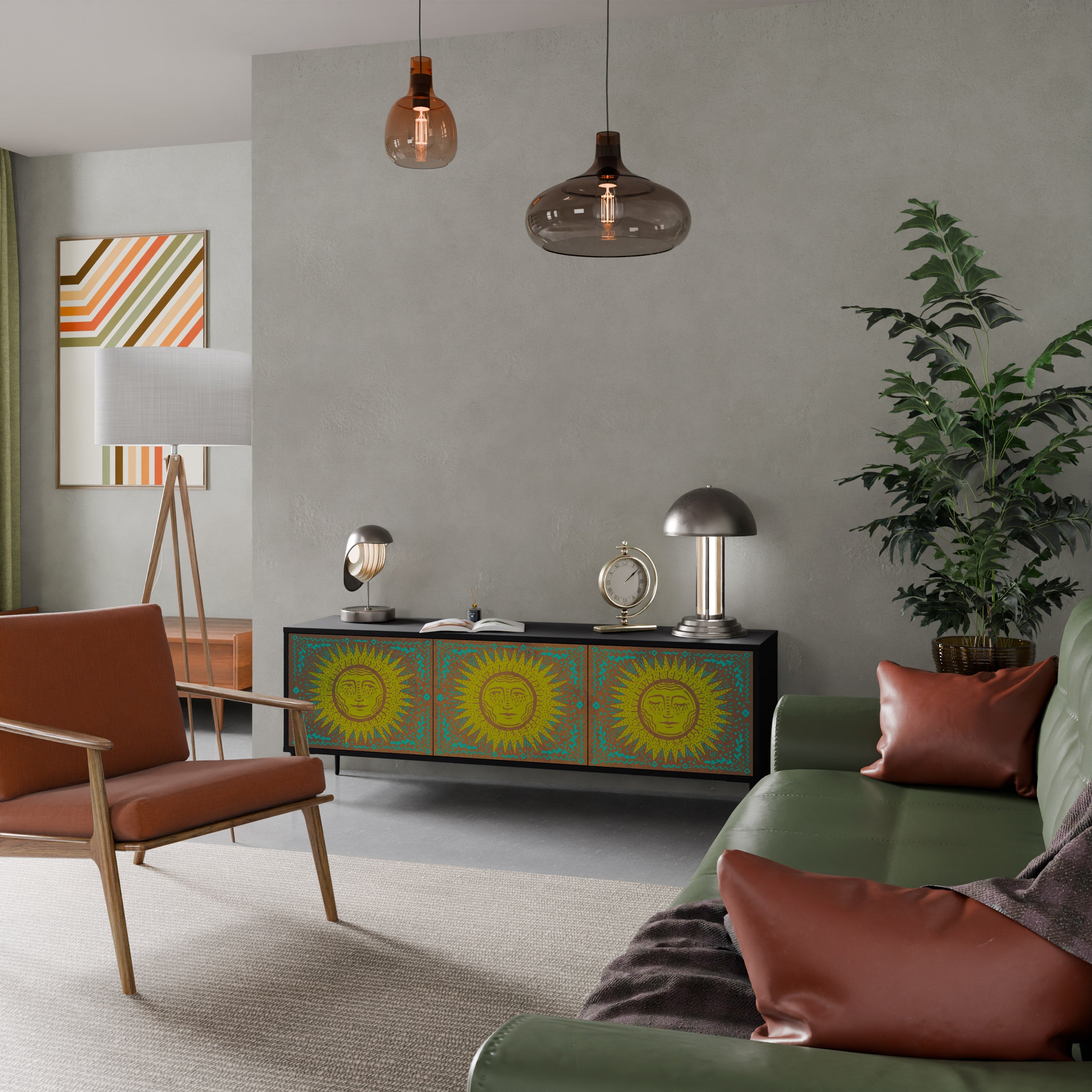 SUNSHINE EULOGY TV-Lowboard mit 3 Türen in Schwarz