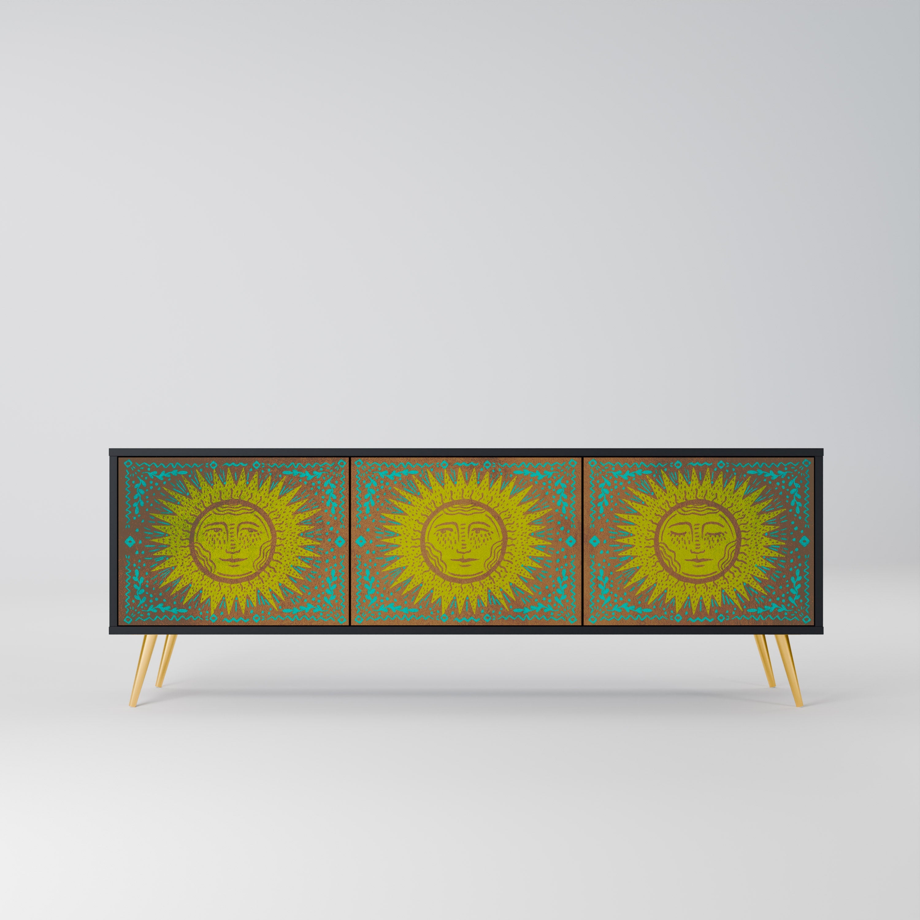 SUNSHINE EULOGY TV-Lowboard mit 3 Türen in Schwarz