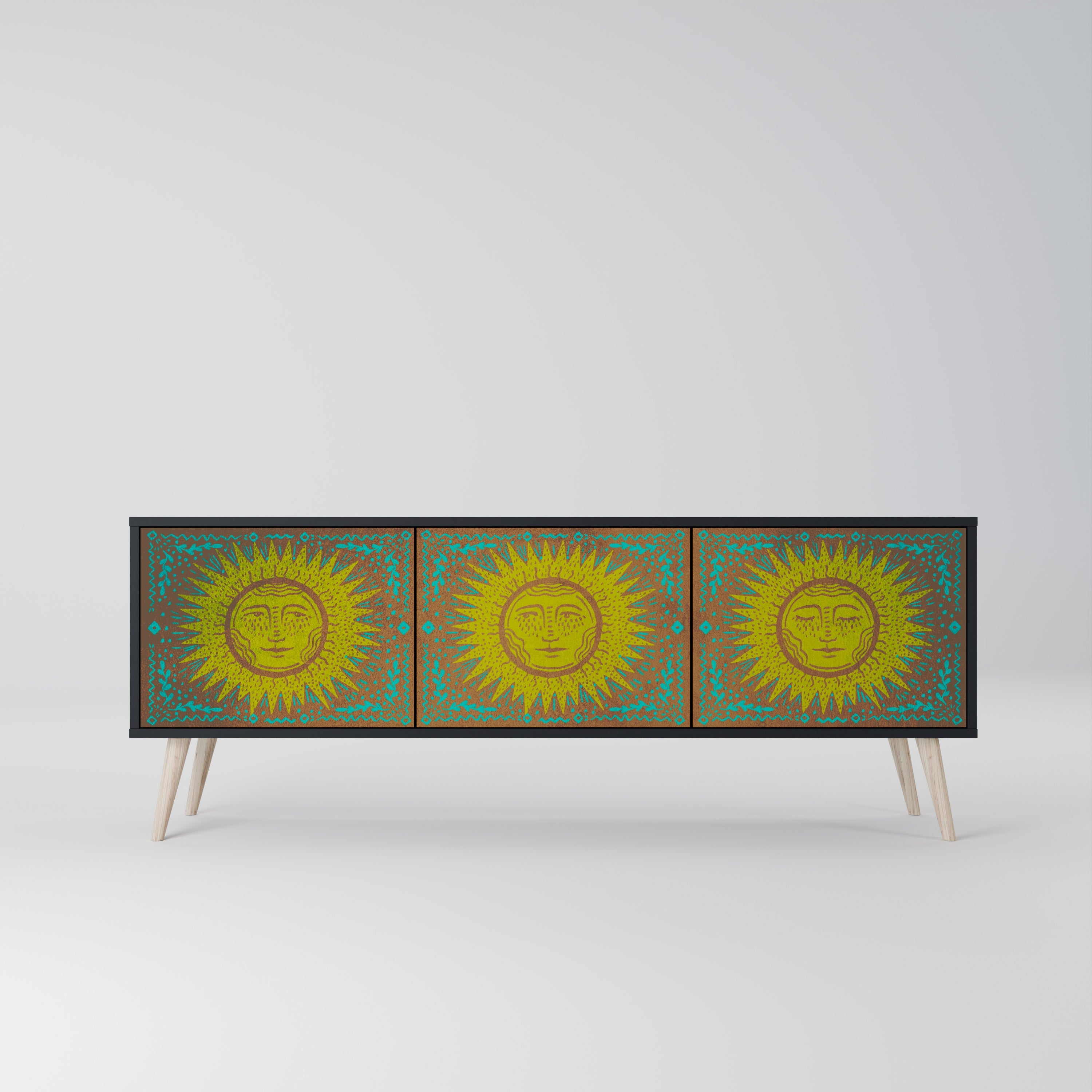 SUNSHINE EULOGY TV-Lowboard mit 3 Türen in Schwarz