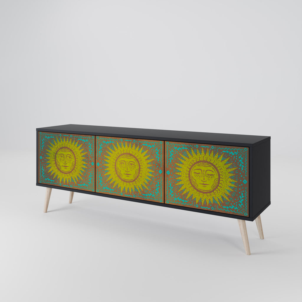 SUNSHINE EULOGY 3-Door TV Stand in Black Finish