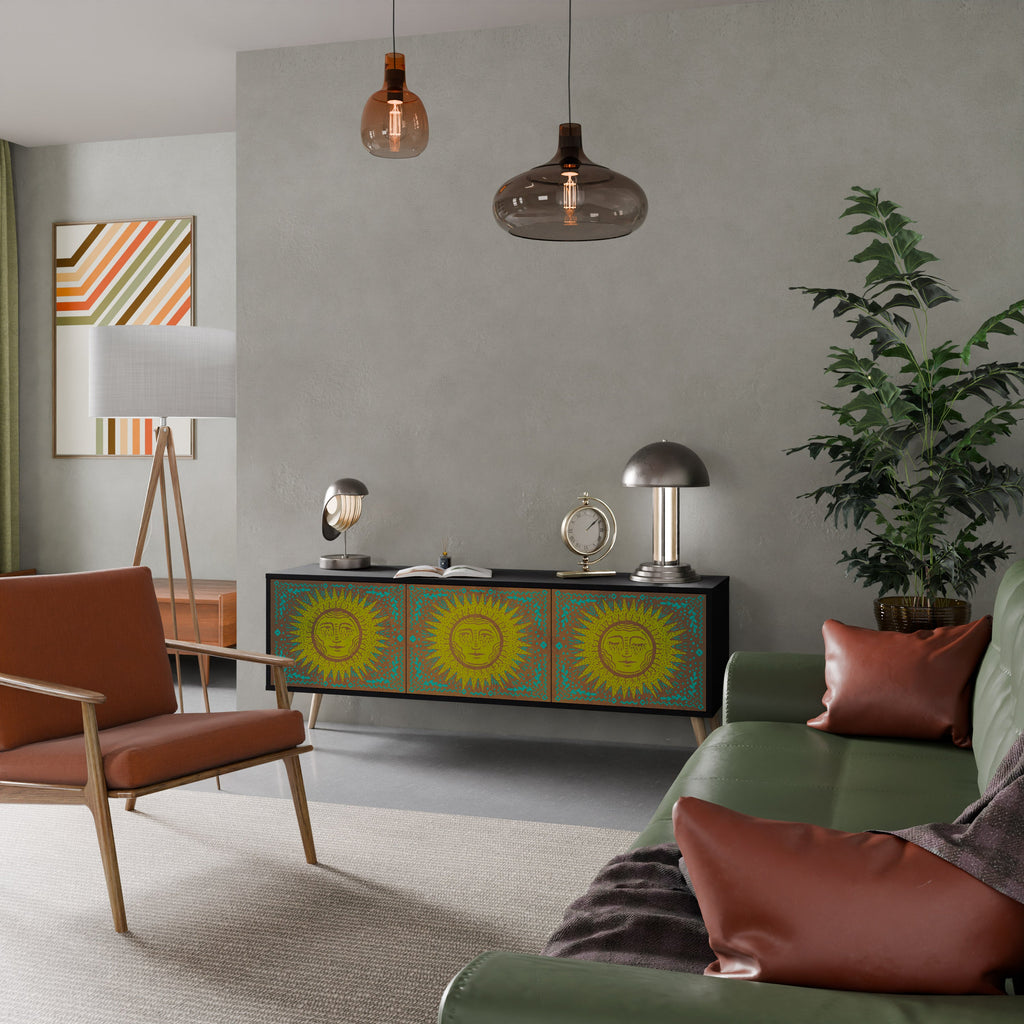 SUNSHINE EULOGY 3-Door TV Stand in Black Finish