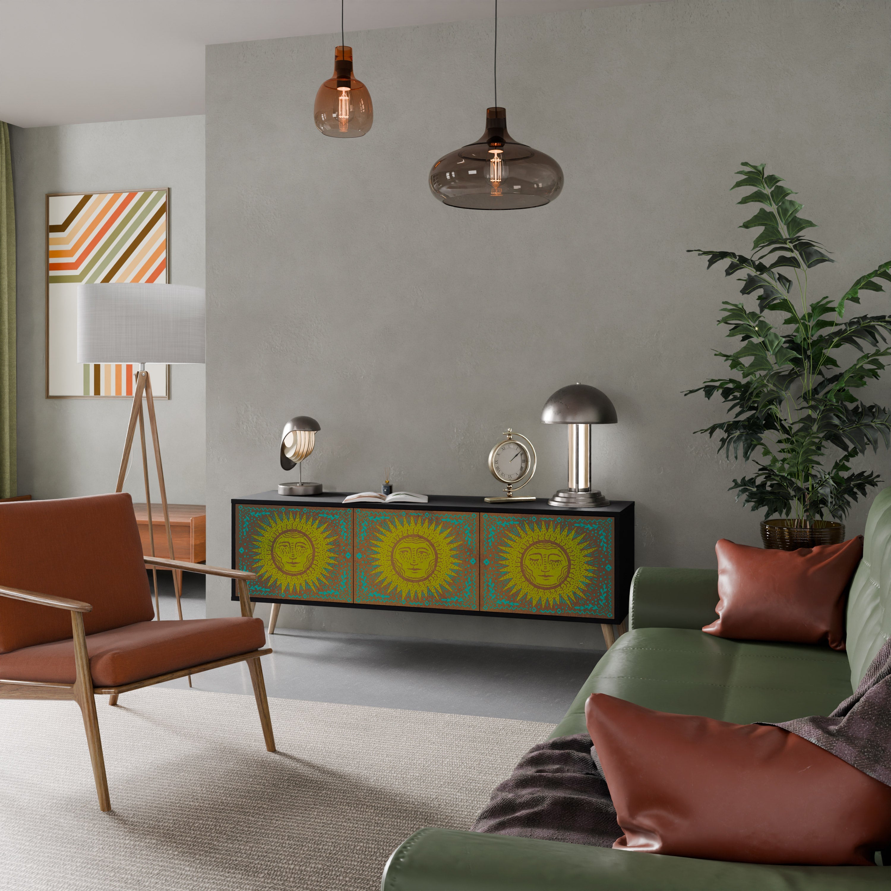 SUNSHINE EULOGY 3-Door TV Stand in Black Finish