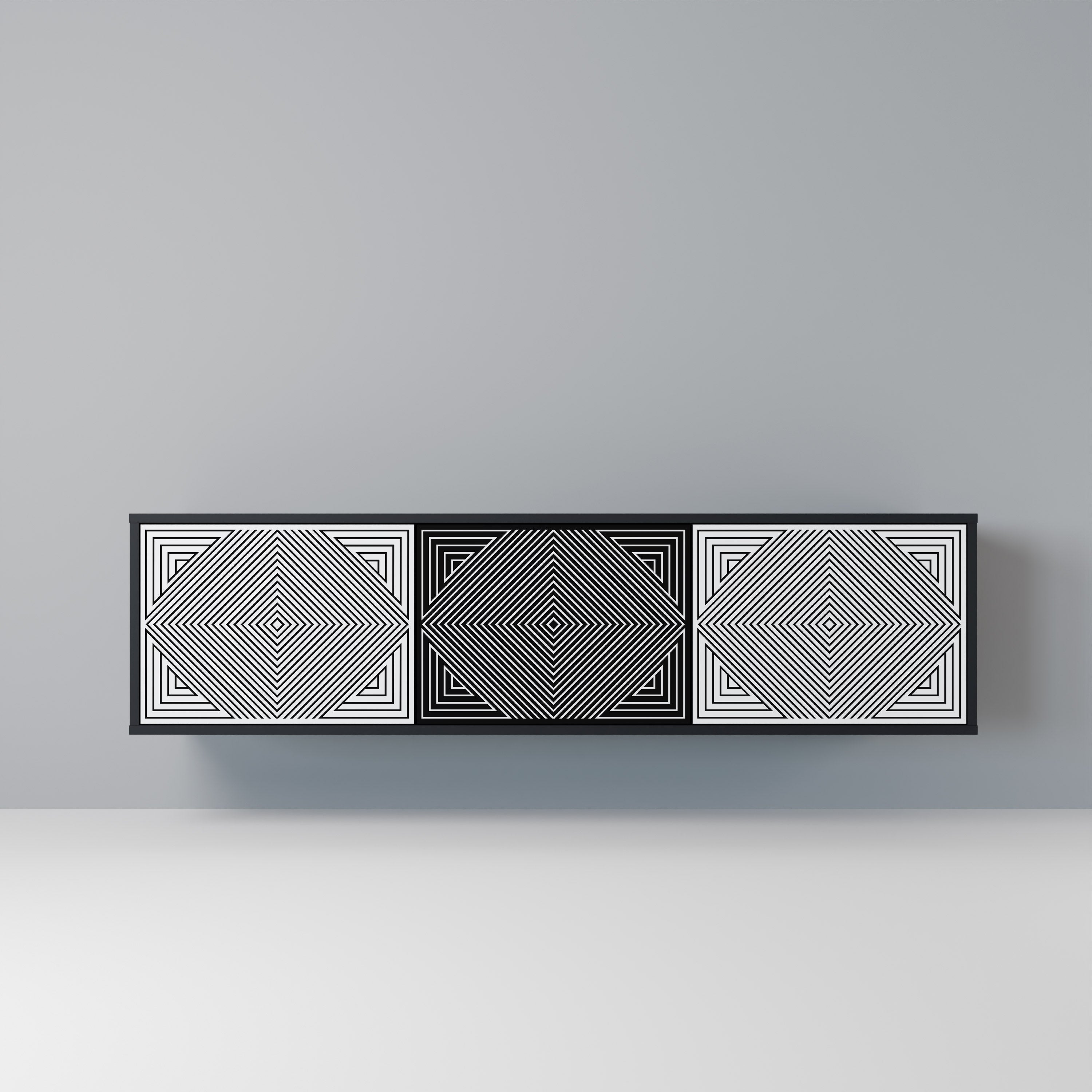 POLYGON ILLUSION TV-Lowboard mit 3 Türen in Schwarz