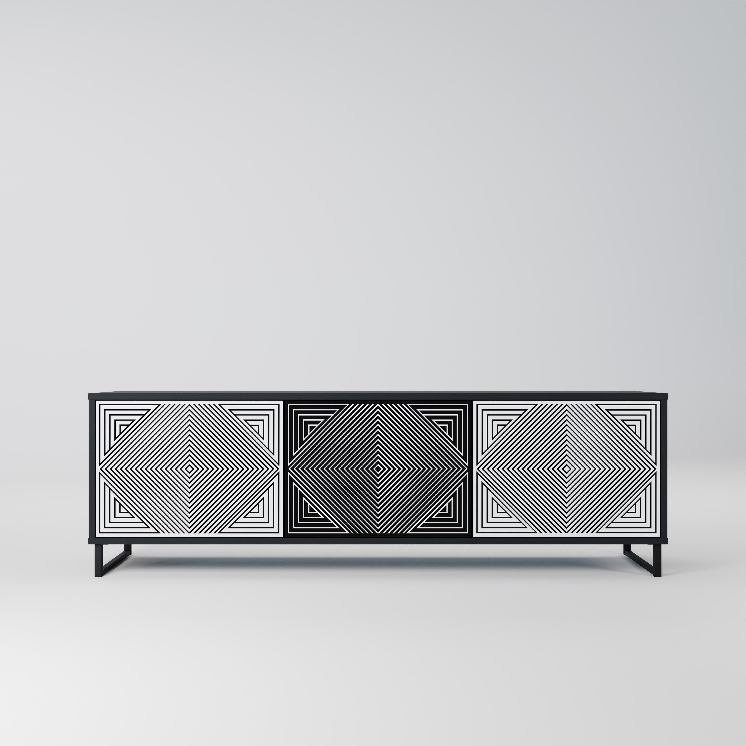 POLYGON ILLUSION TV-Lowboard mit 3 Türen in Schwarz