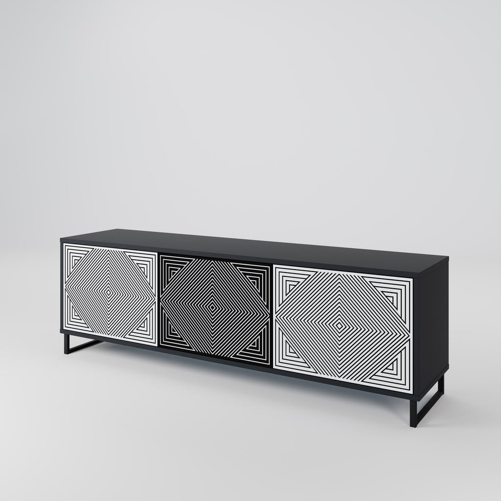 POLYGON ILLUSION TV-Lowboard mit 3 Türen in Schwarz