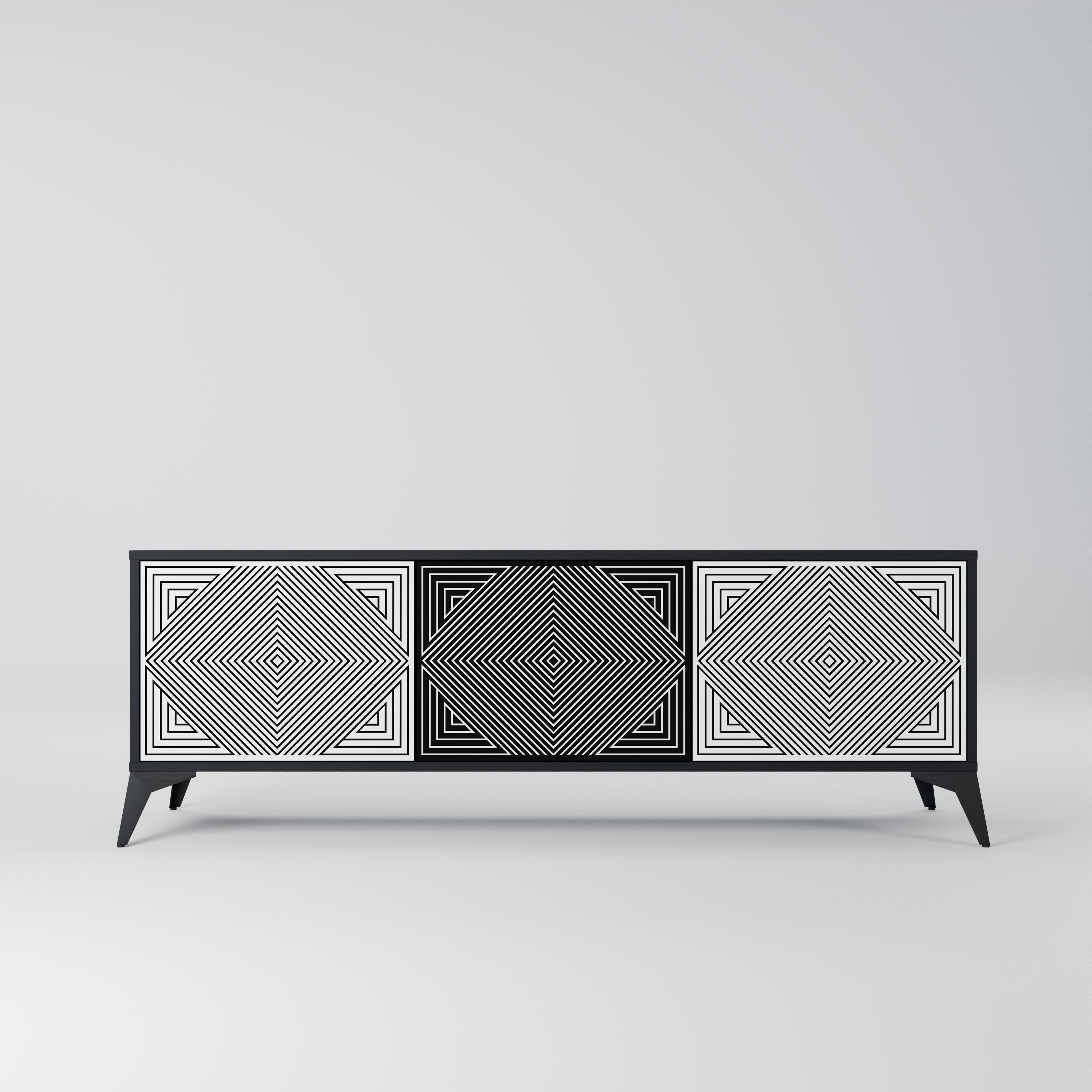 POLYGON ILLUSION TV-Lowboard mit 3 Türen in Schwarz