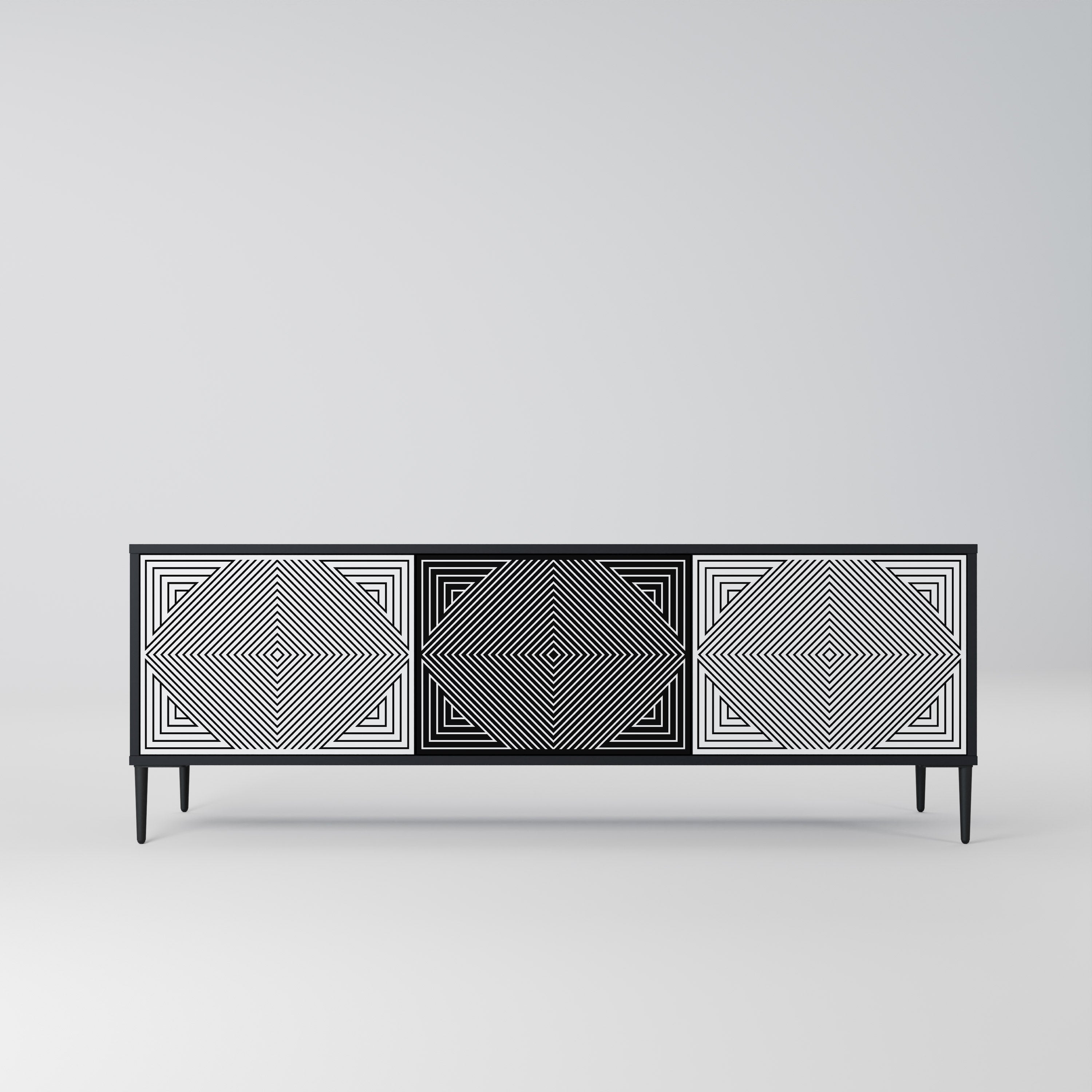 POLYGON ILLUSION TV-Lowboard mit 3 Türen in Schwarz