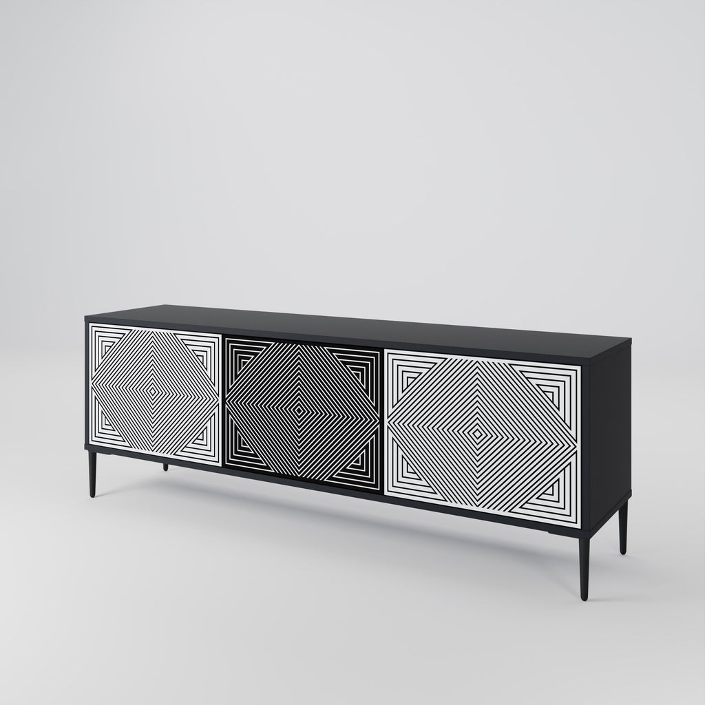 POLYGON ILLUSION TV-Lowboard mit 3 Türen in Schwarz