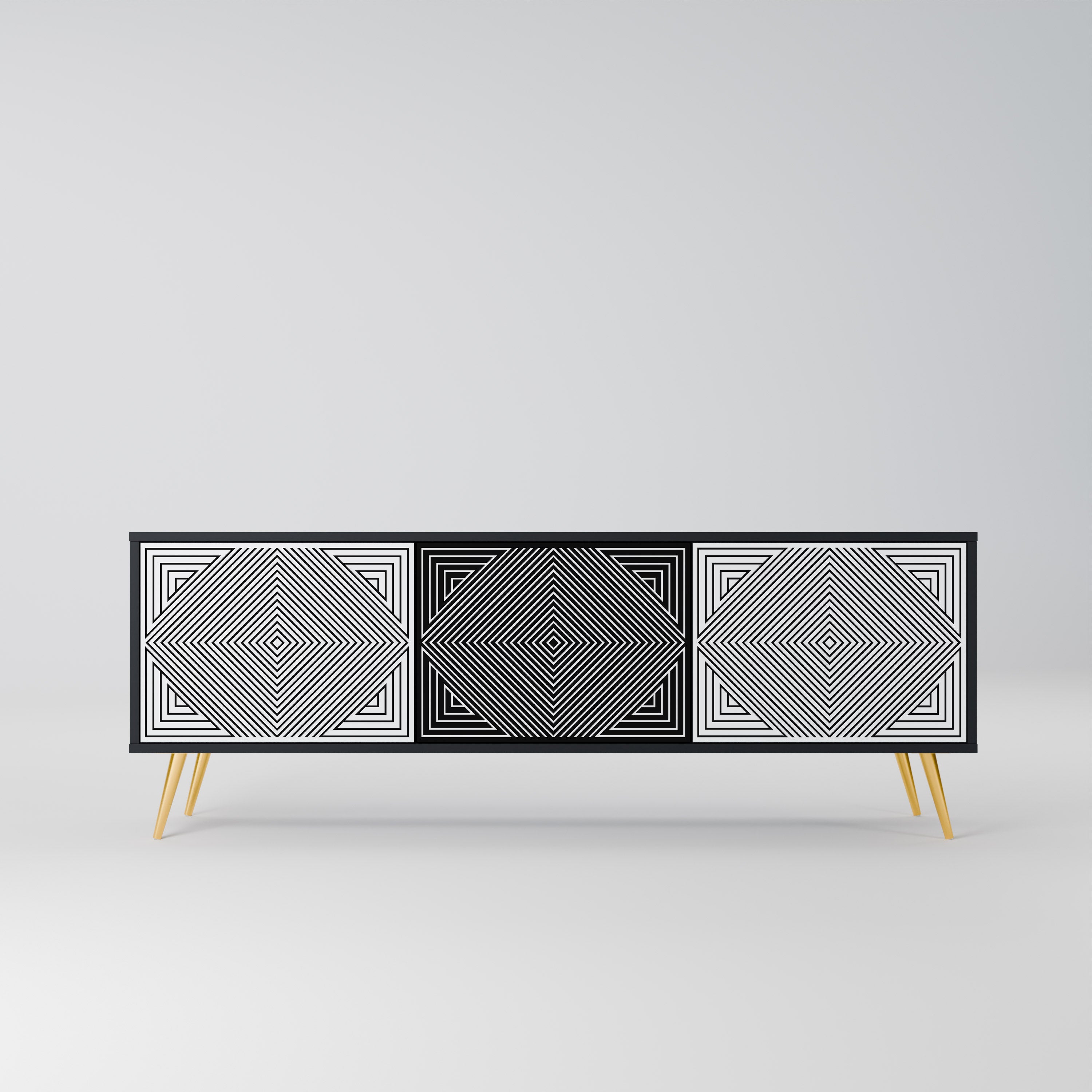 POLYGON ILLUSION TV-Lowboard mit 3 Türen in Schwarz