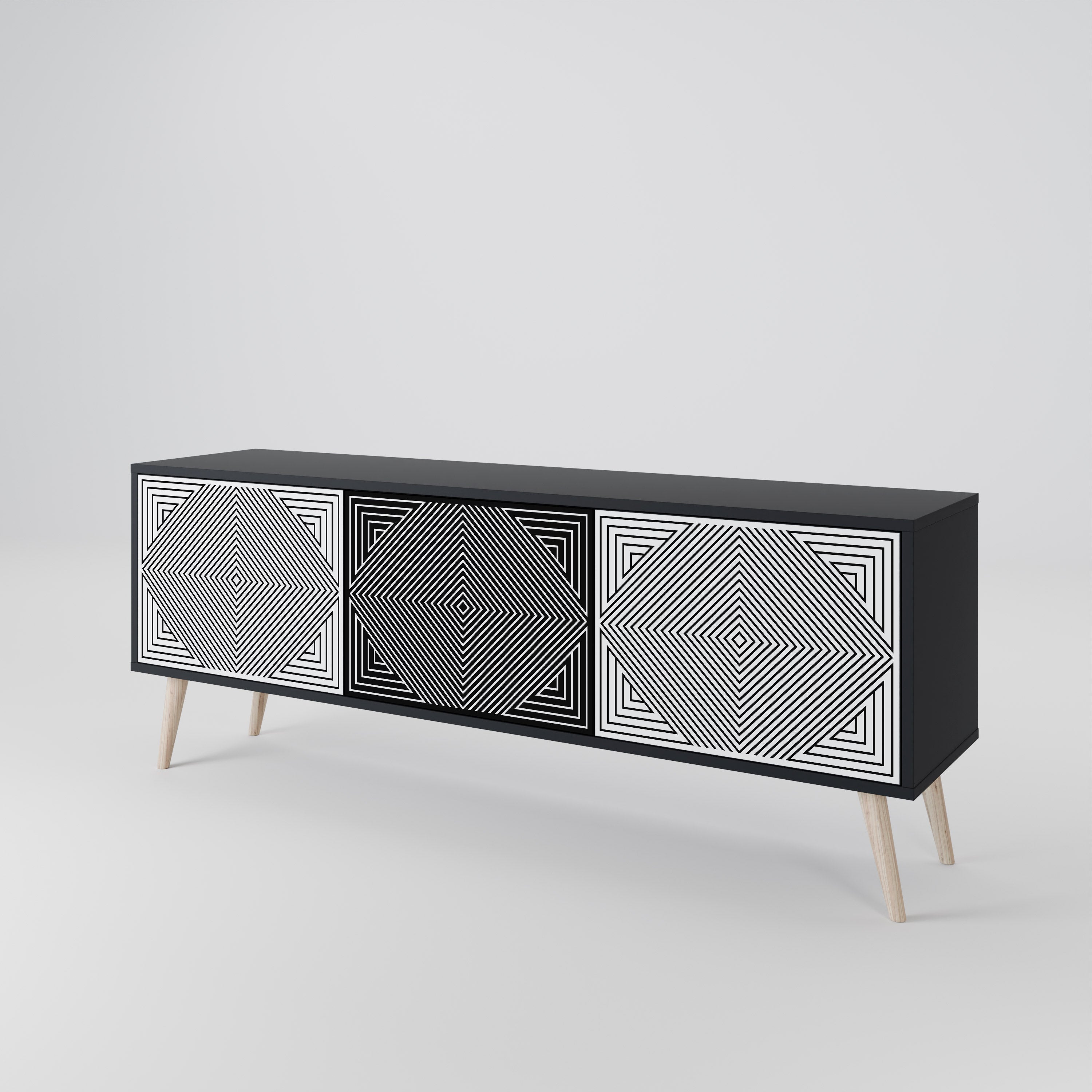 POLYGON ILLUSION 3-Door TV Cabinet