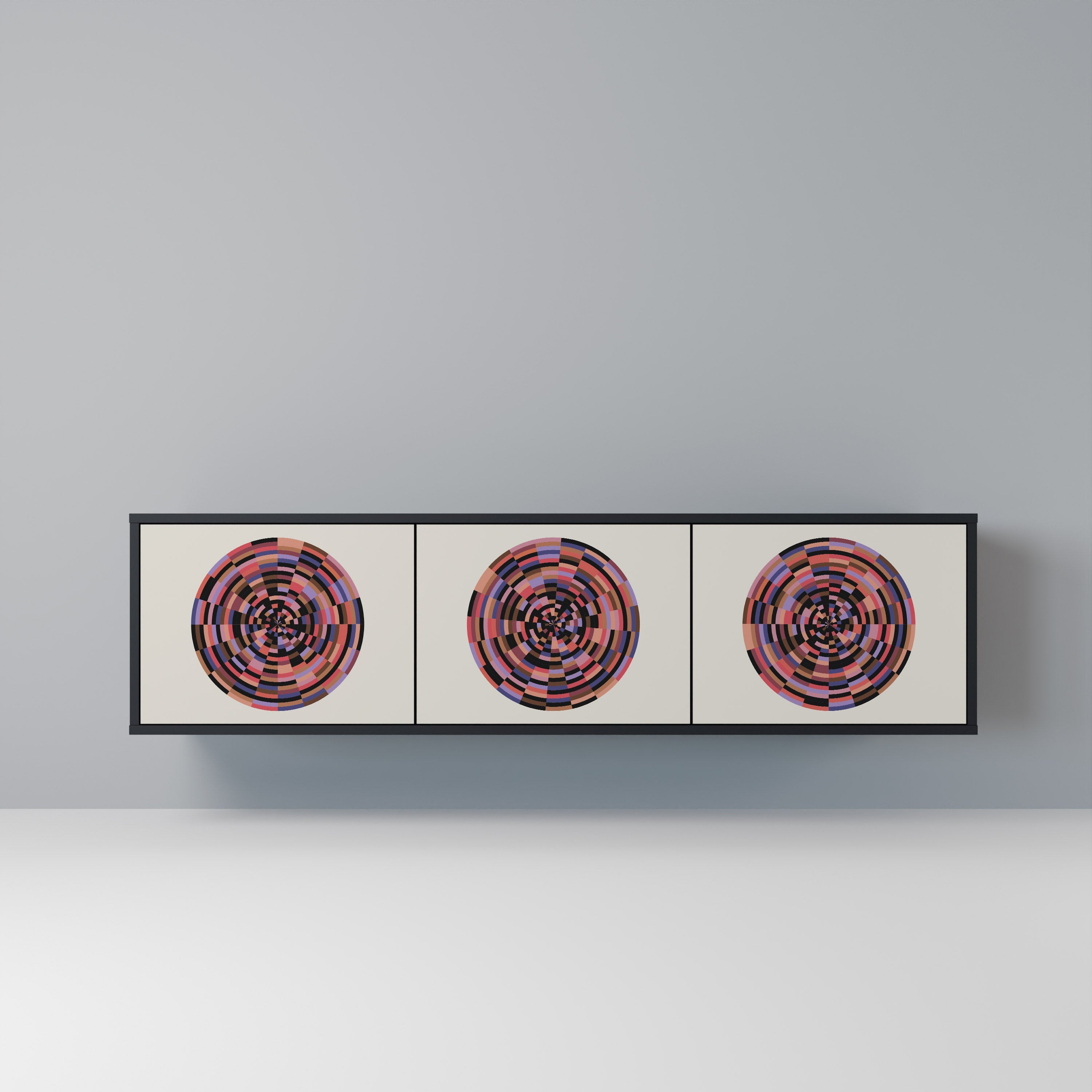 BROWN CIRCLES TV-Lowboard mit 3 Türen in Schwarz