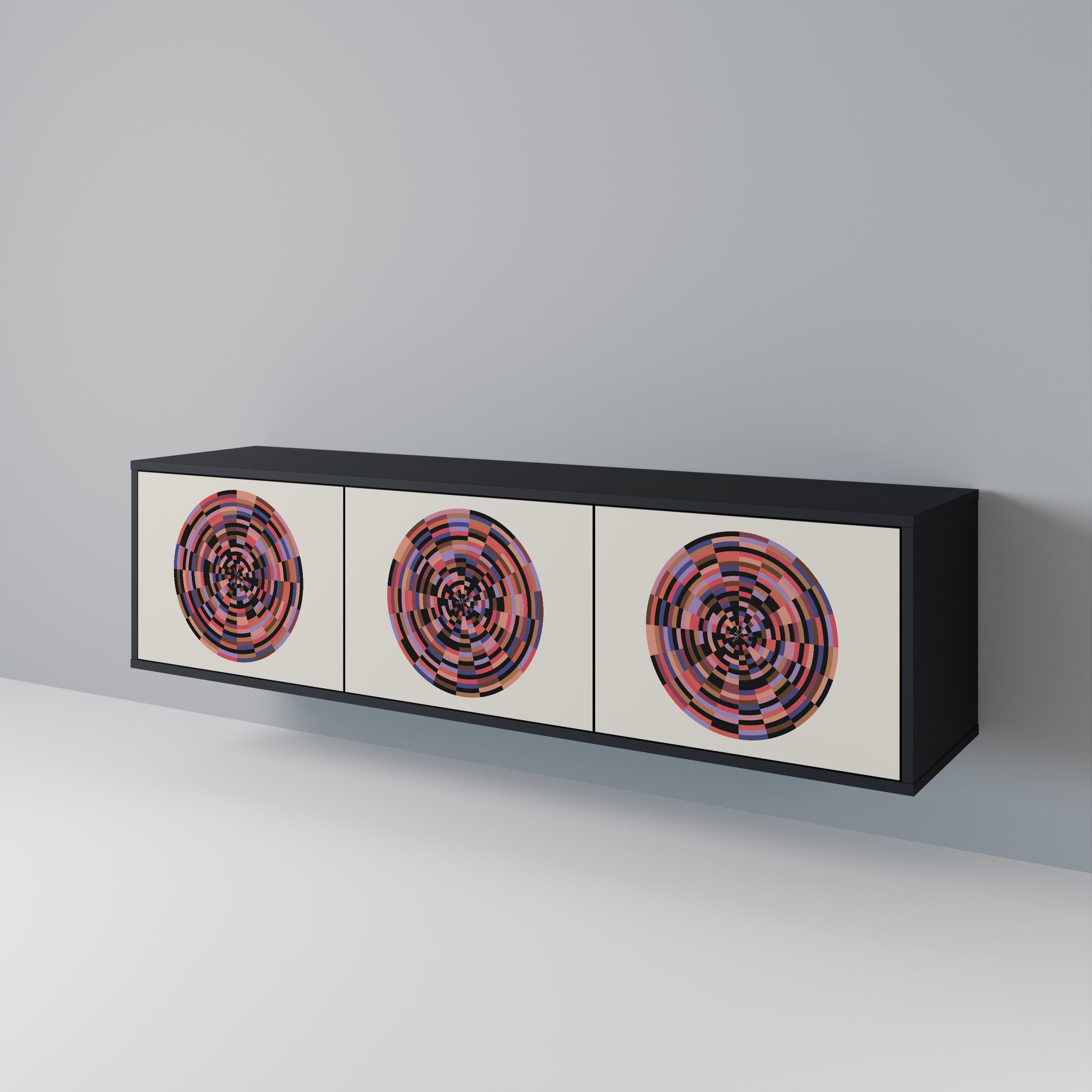 BROWN CIRCLES 3-Door TV Cabinet