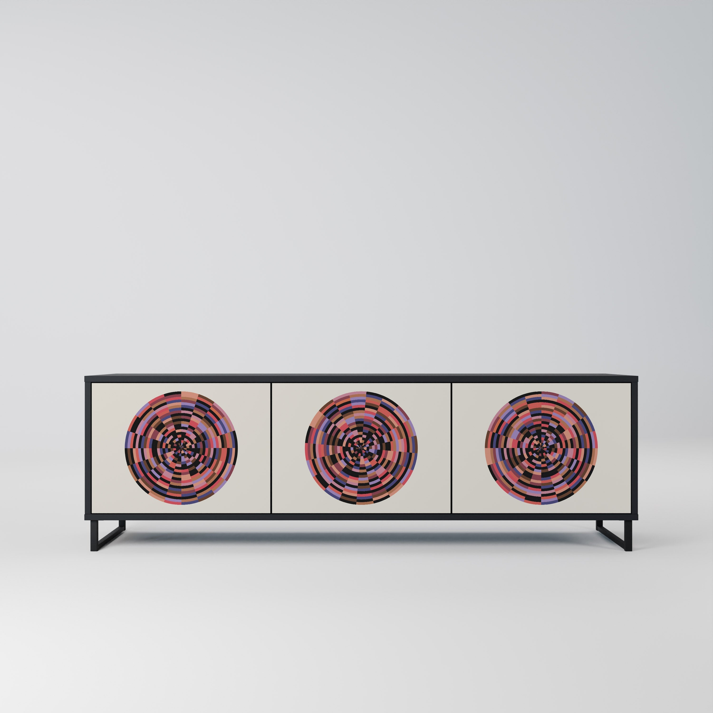 BROWN CIRCLES TV-Lowboard mit 3 Türen in Schwarz