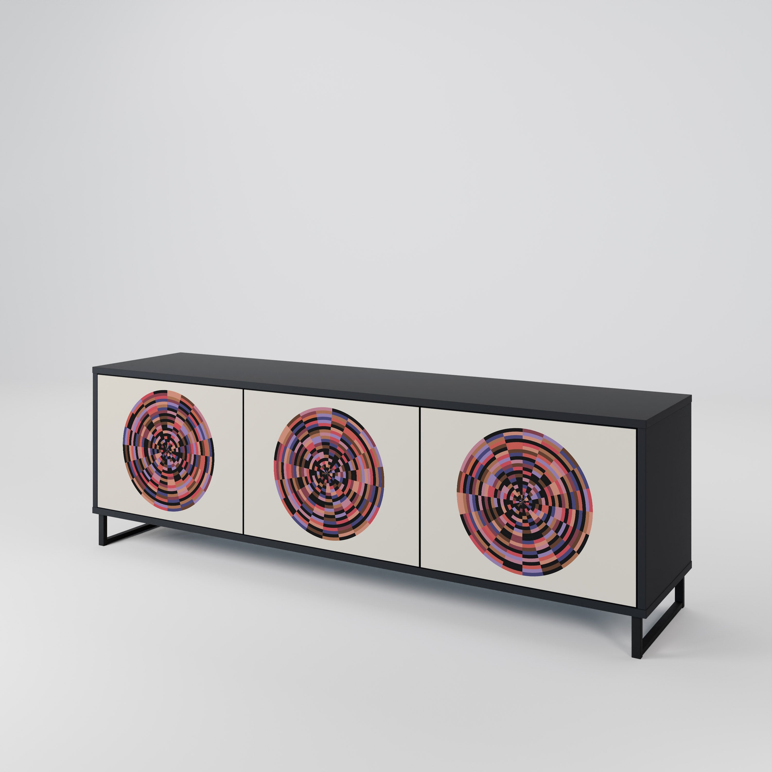 BROWN CIRCLES TV-Lowboard mit 3 Türen in Schwarz