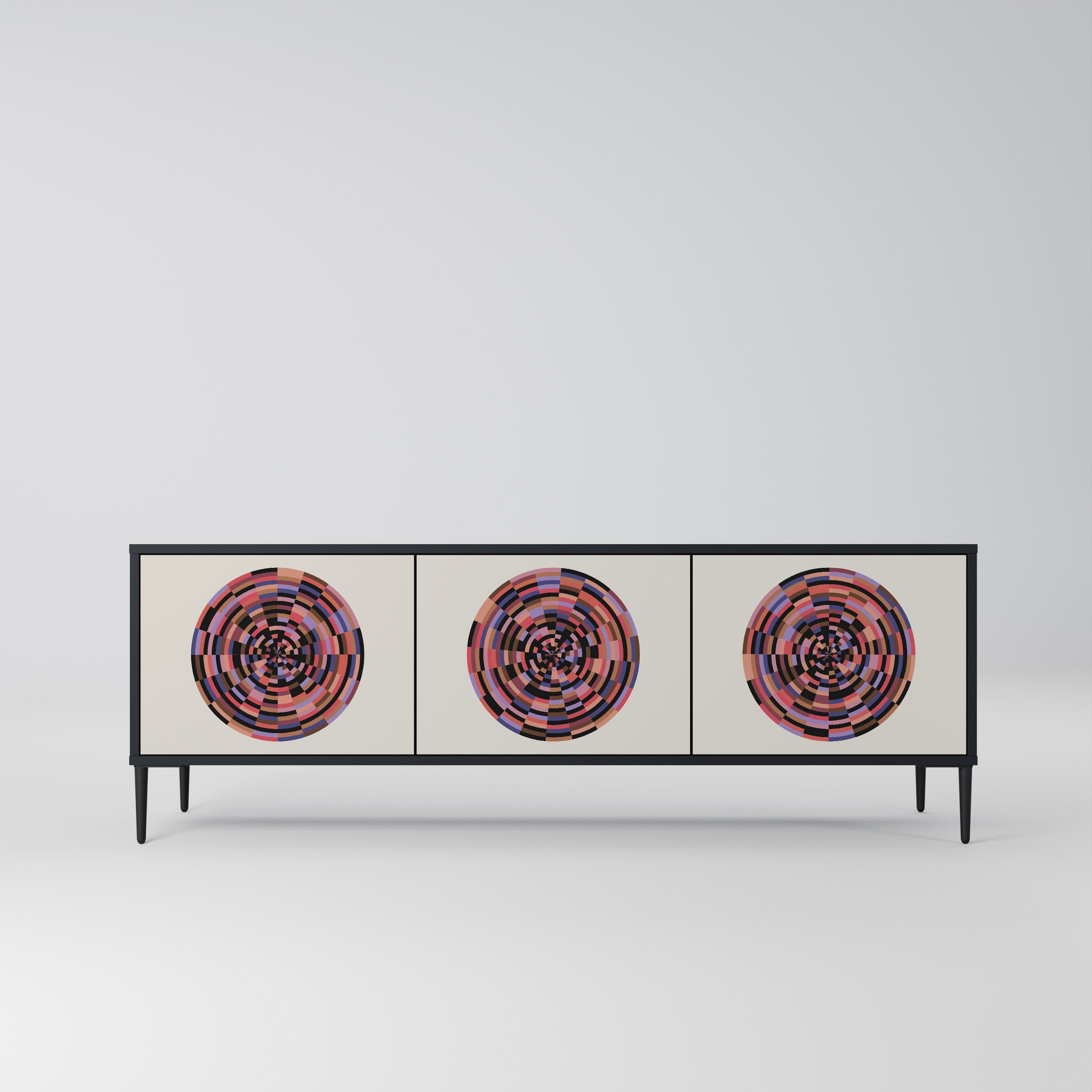 BROWN CIRCLES TV-Lowboard mit 3 Türen in Schwarz