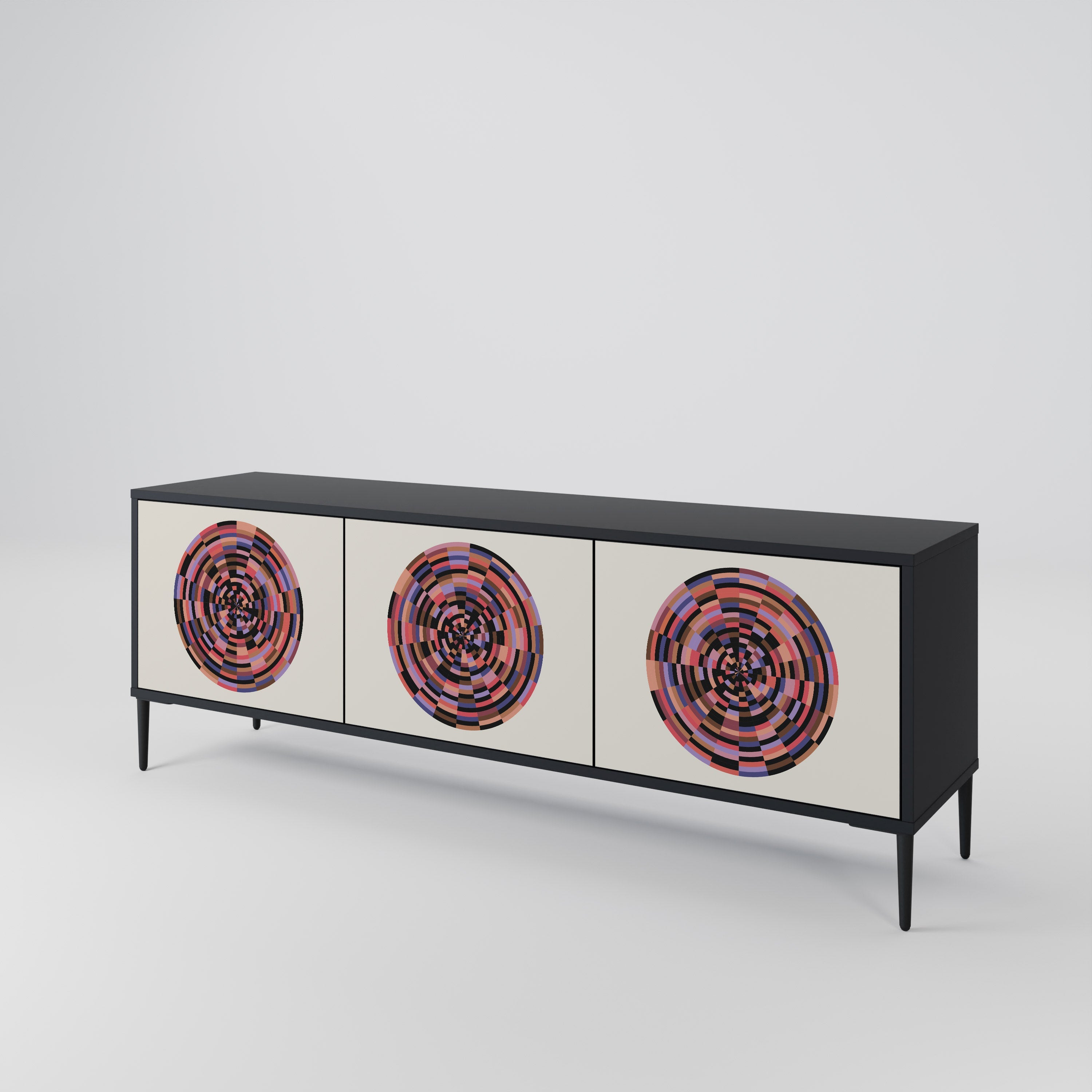 BROWN CIRCLES TV-Lowboard mit 3 Türen in Schwarz