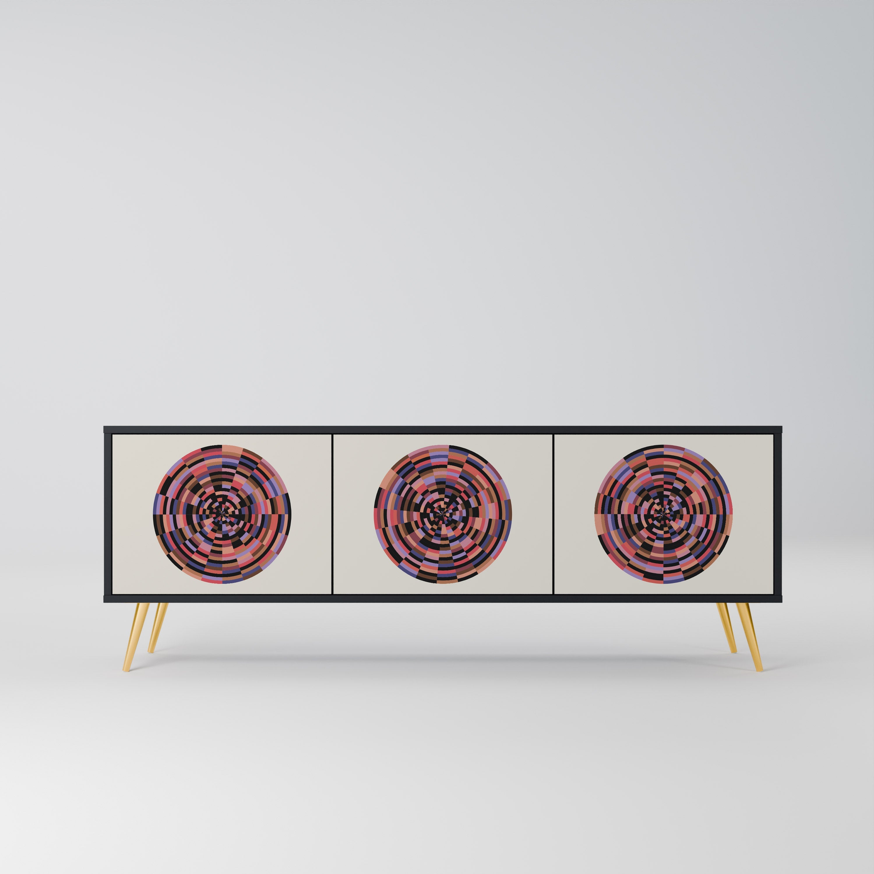 BROWN CIRCLES TV-Lowboard mit 3 Türen in Schwarz