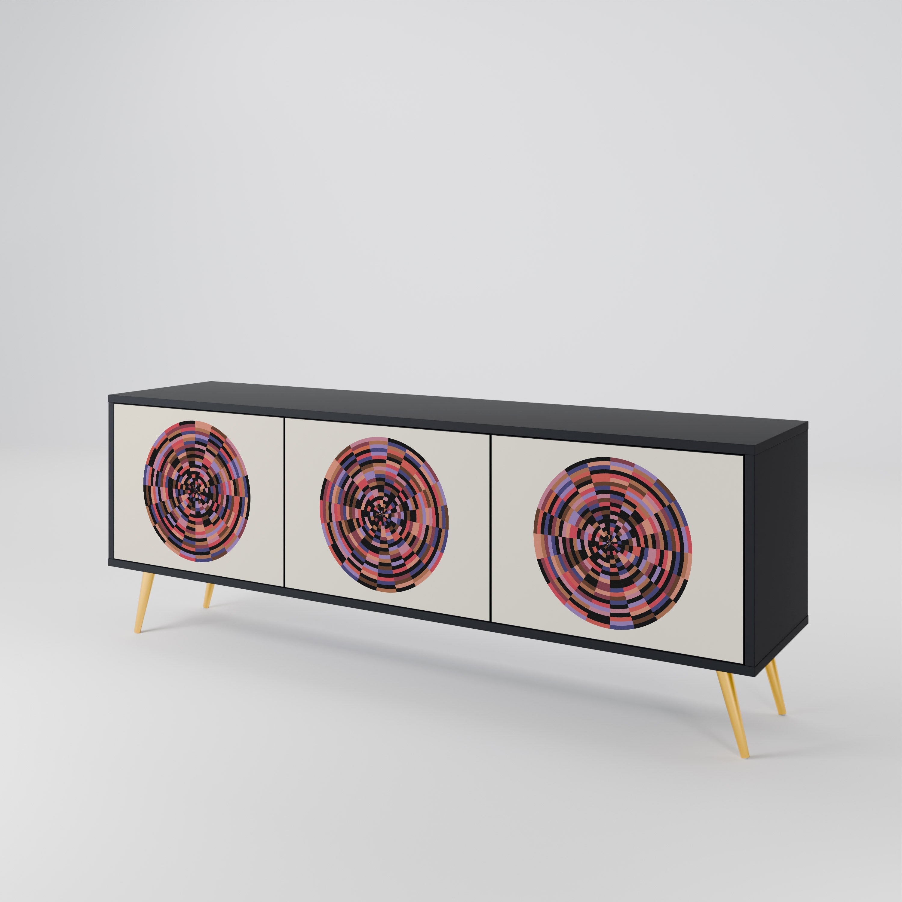 BROWN CIRCLES TV-Lowboard mit 3 Türen in Schwarz