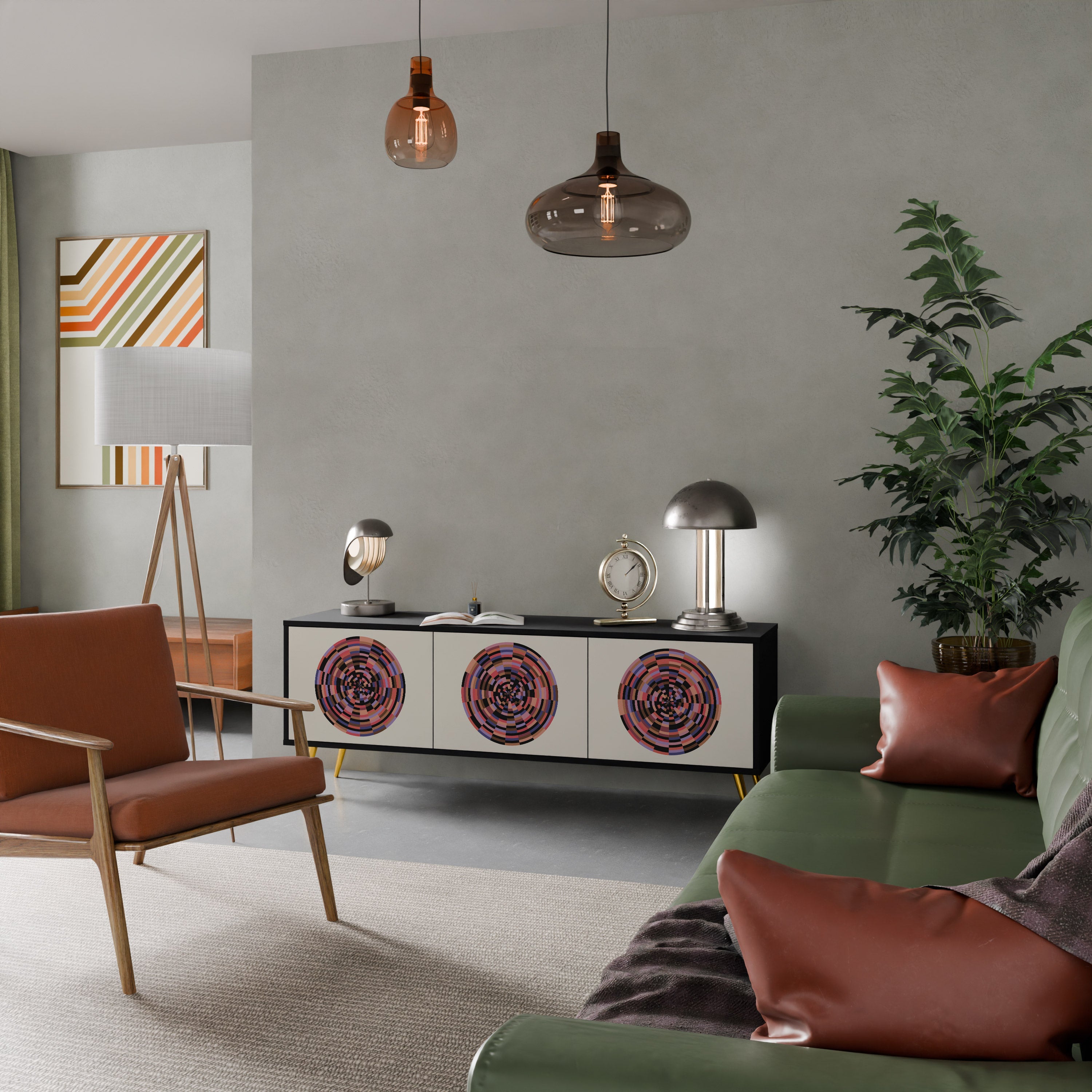 BROWN CIRCLES TV-Lowboard mit 3 Türen in Schwarz