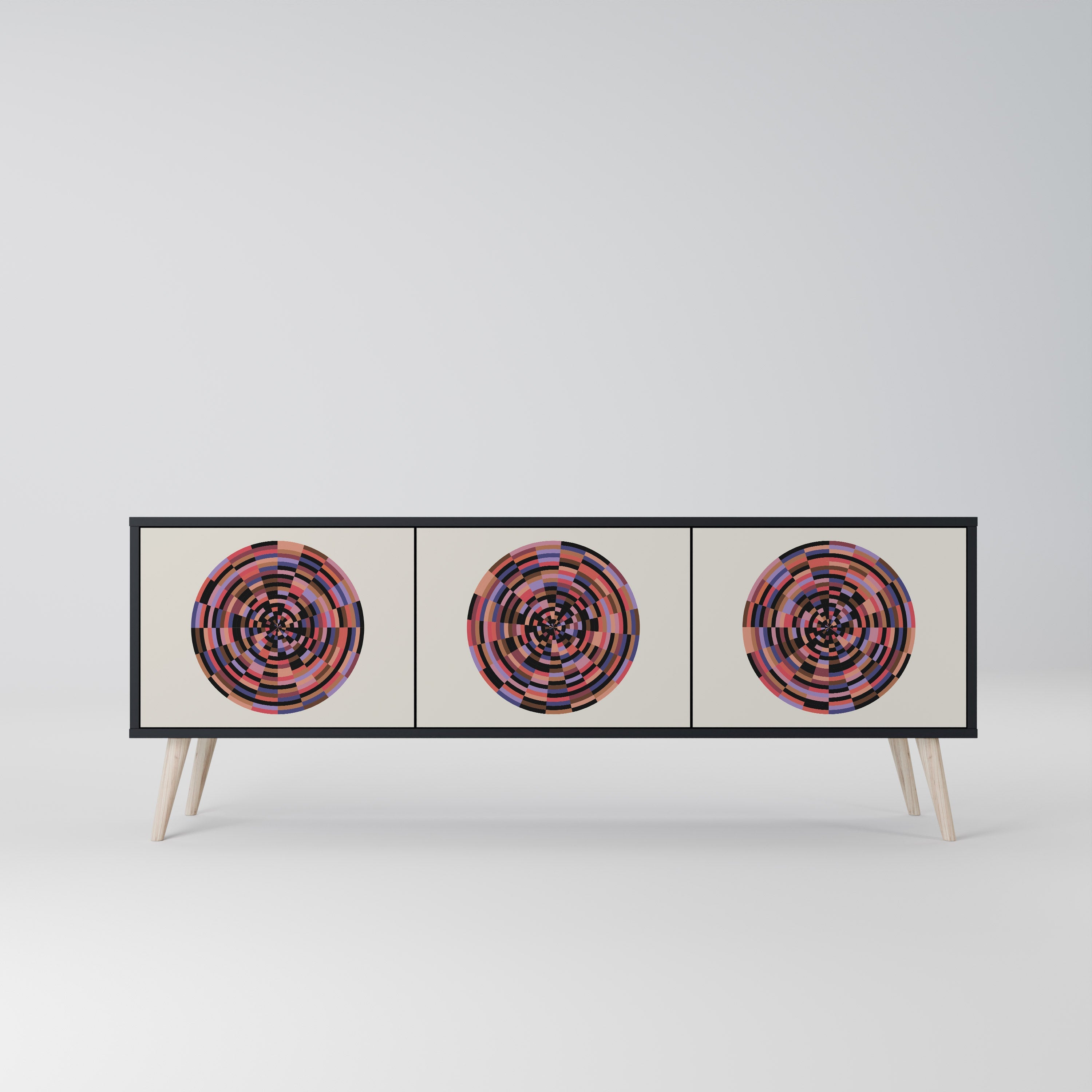 BROWN CIRCLES TV-Lowboard mit 3 Türen in Schwarz