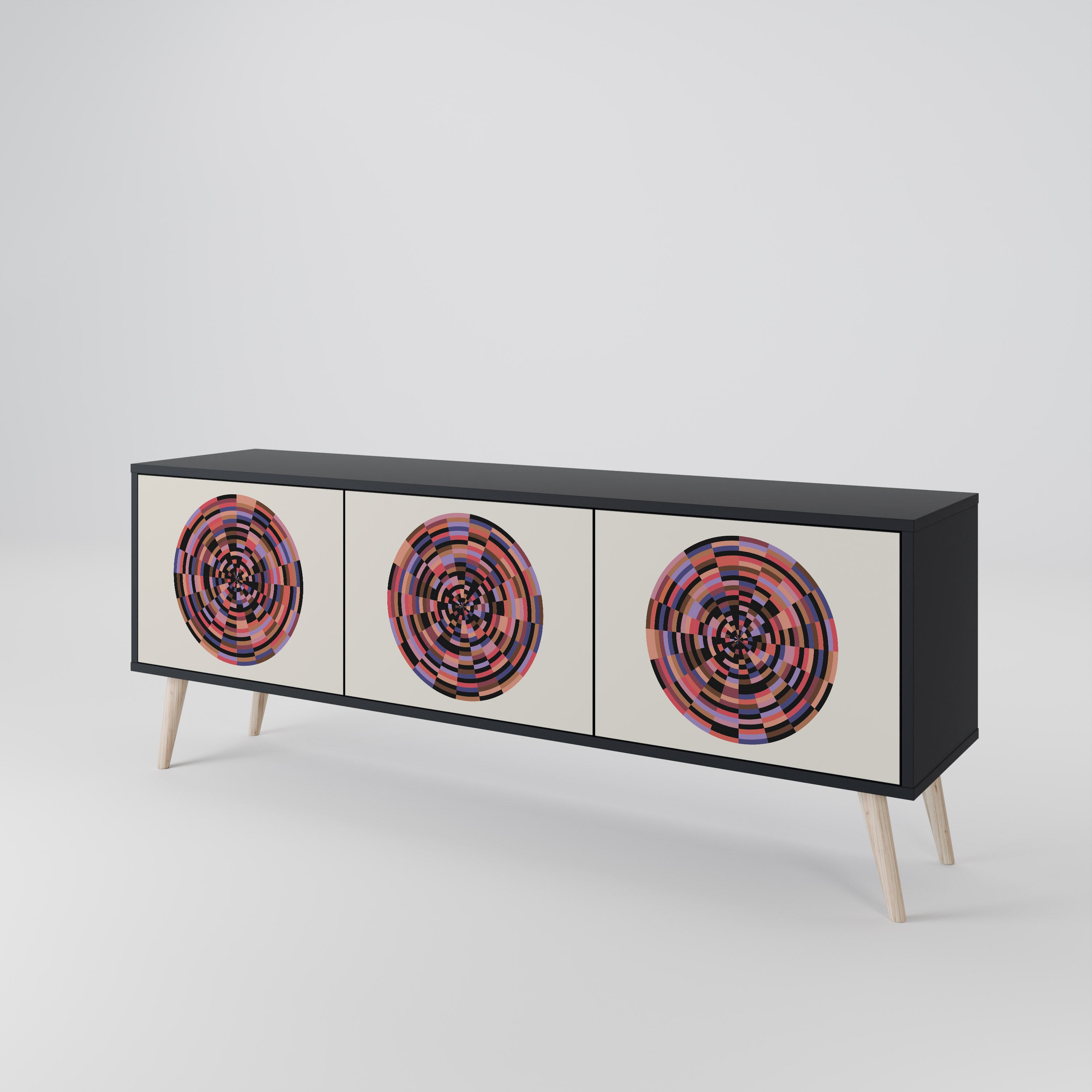 BROWN CIRCLES 3-Door TV Cabinet
