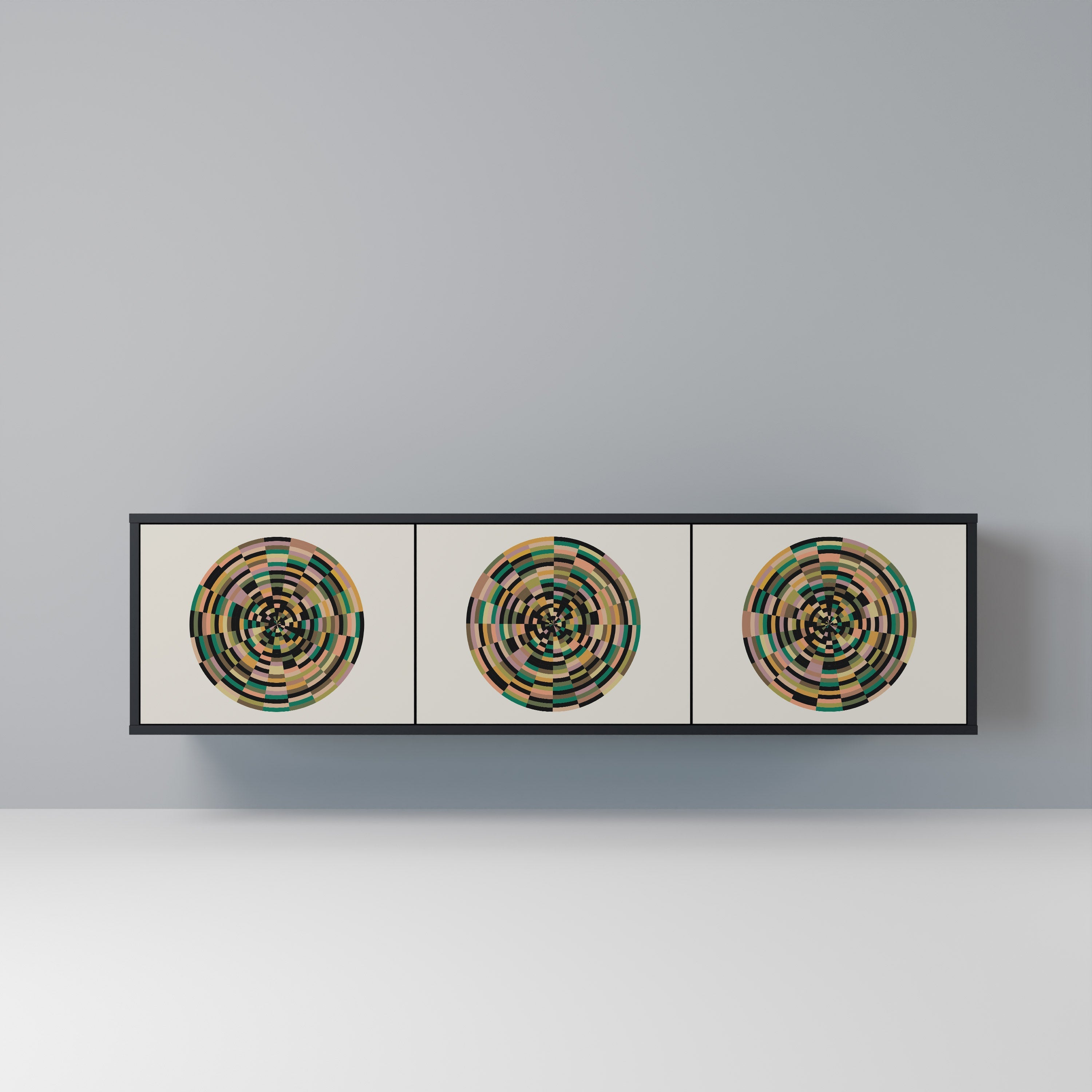 GREEN CIRCLES TV-Lowboard mit 3 Türen in Schwarz