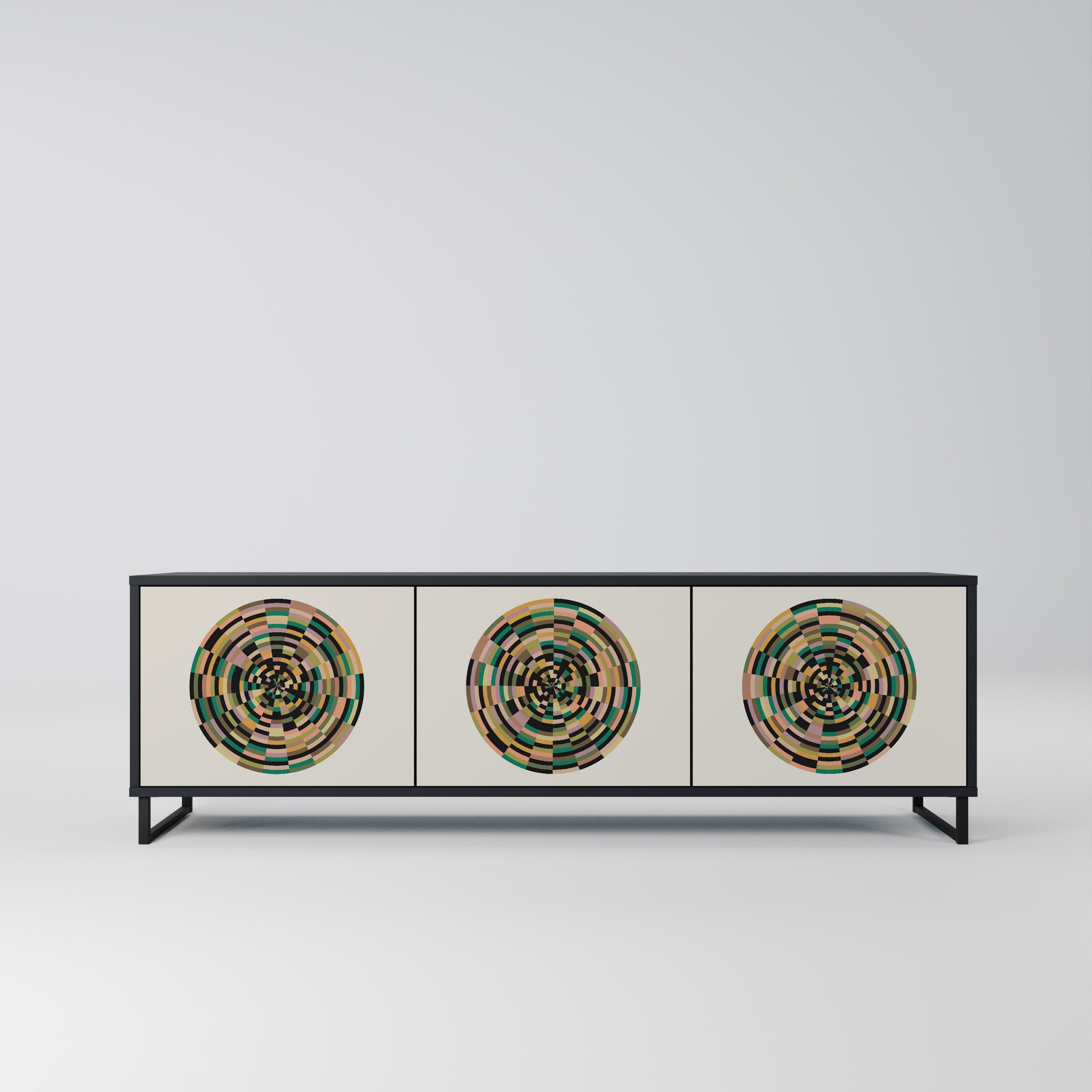 GREEN CIRCLES TV-Lowboard mit 3 Türen in Schwarz