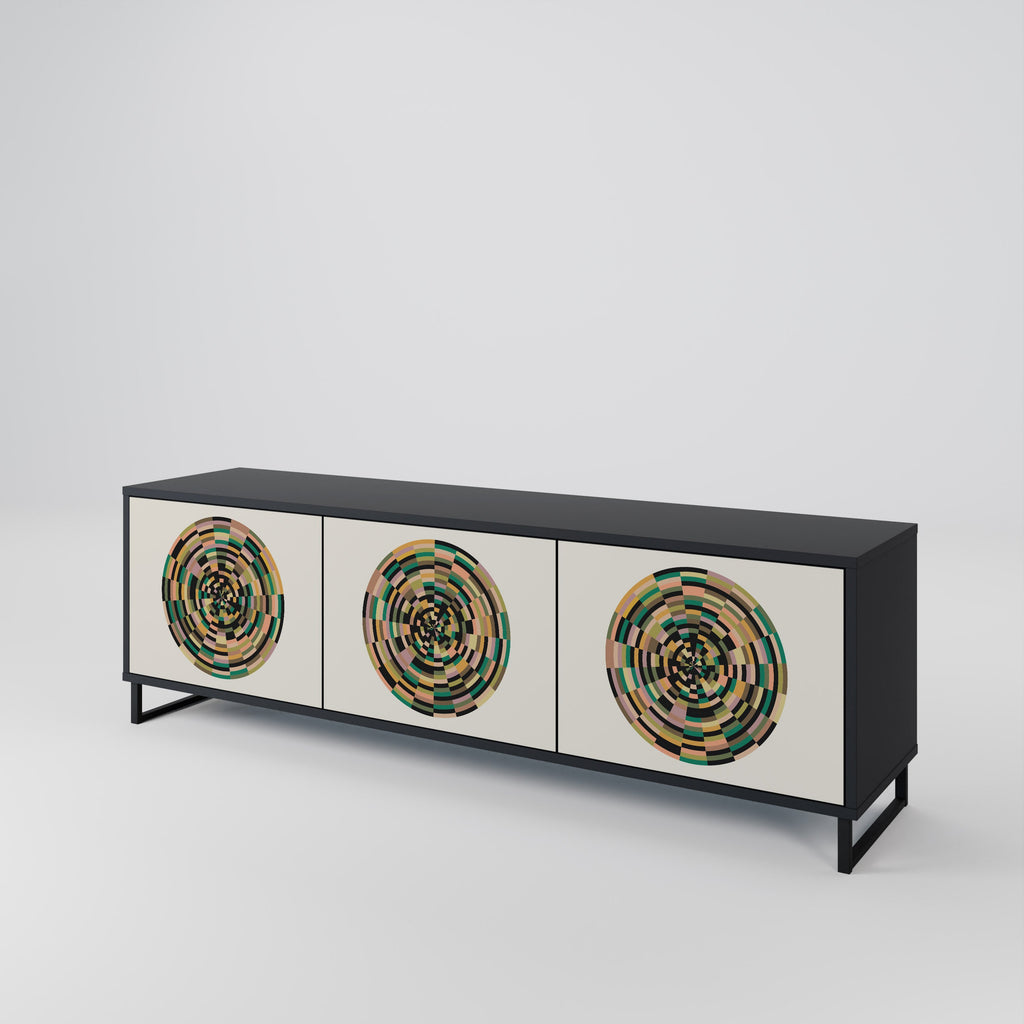 GREEN CIRCLES TV-Lowboard mit 3 Türen in Schwarz