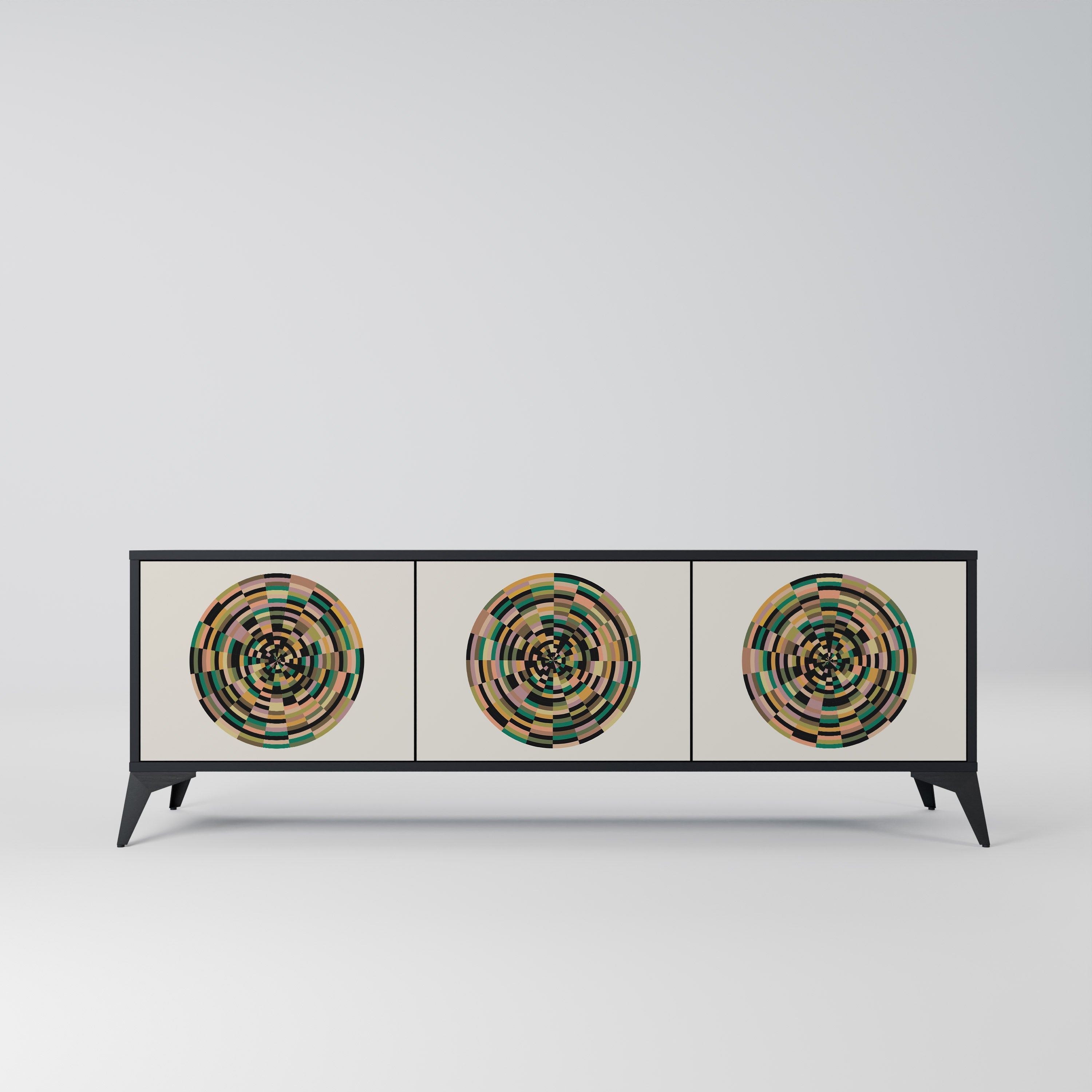 GREEN CIRCLES TV-Lowboard mit 3 Türen in Schwarz