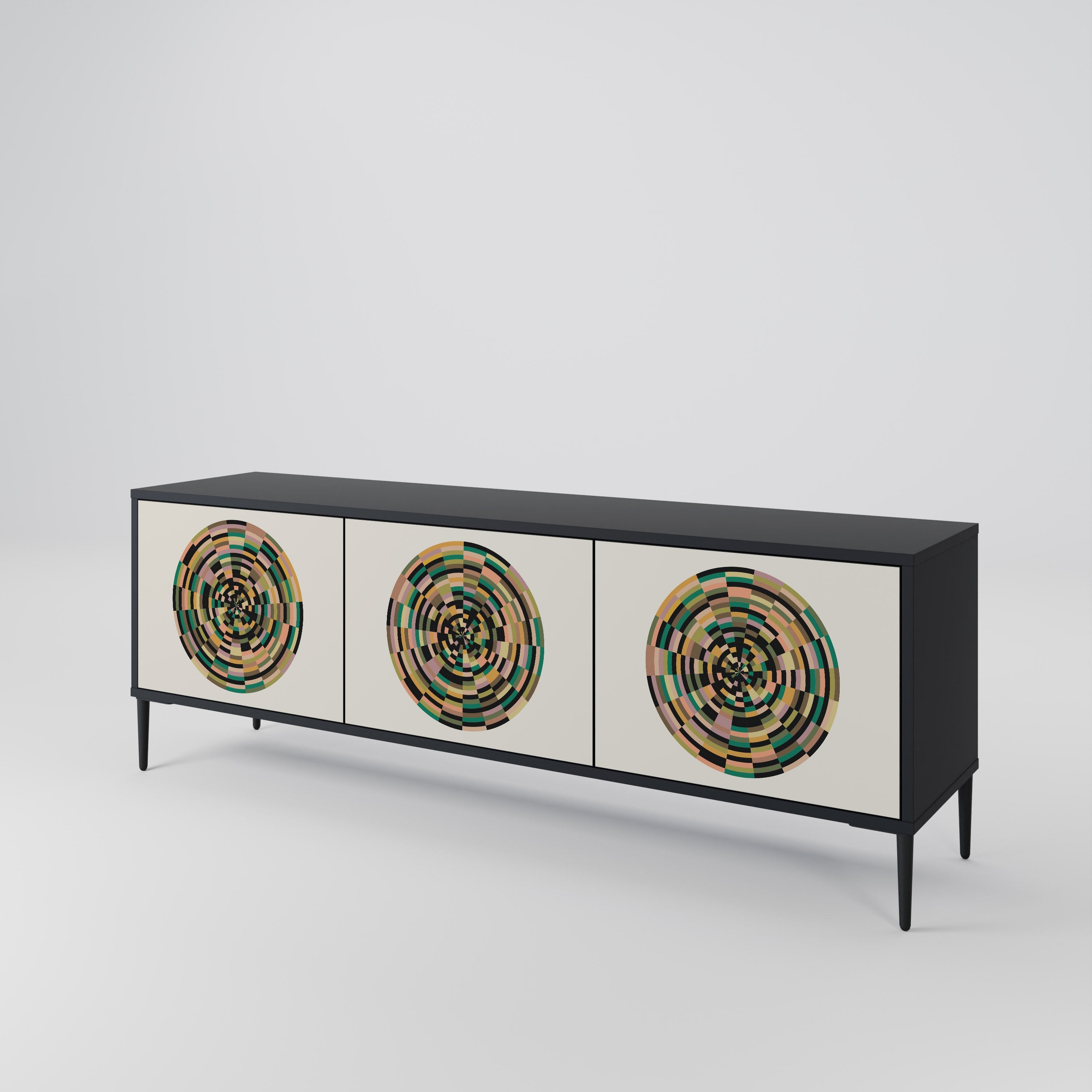 GREEN CIRCLES TV-Lowboard mit 3 Türen in Schwarz