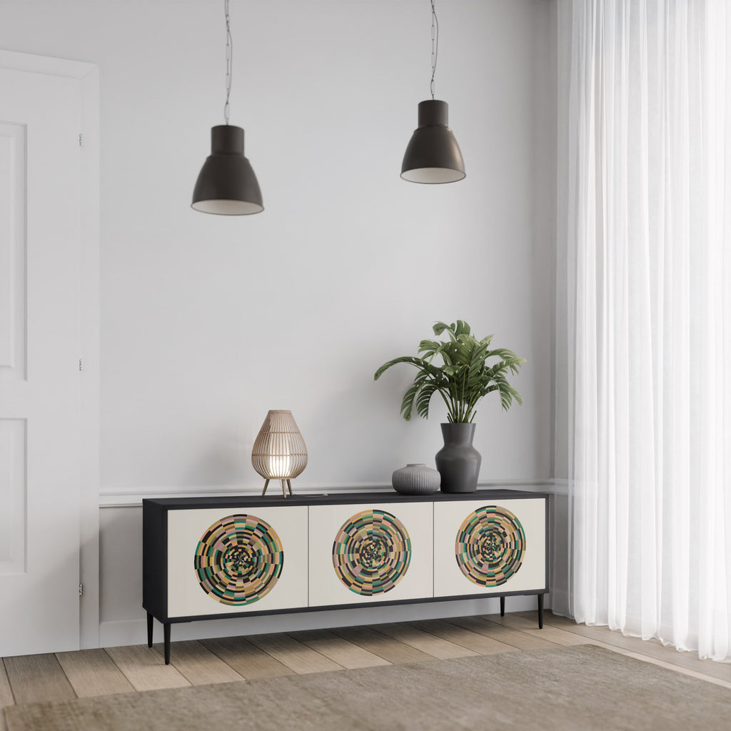 GREEN CIRCLES TV-Lowboard mit 3 Türen in Schwarz