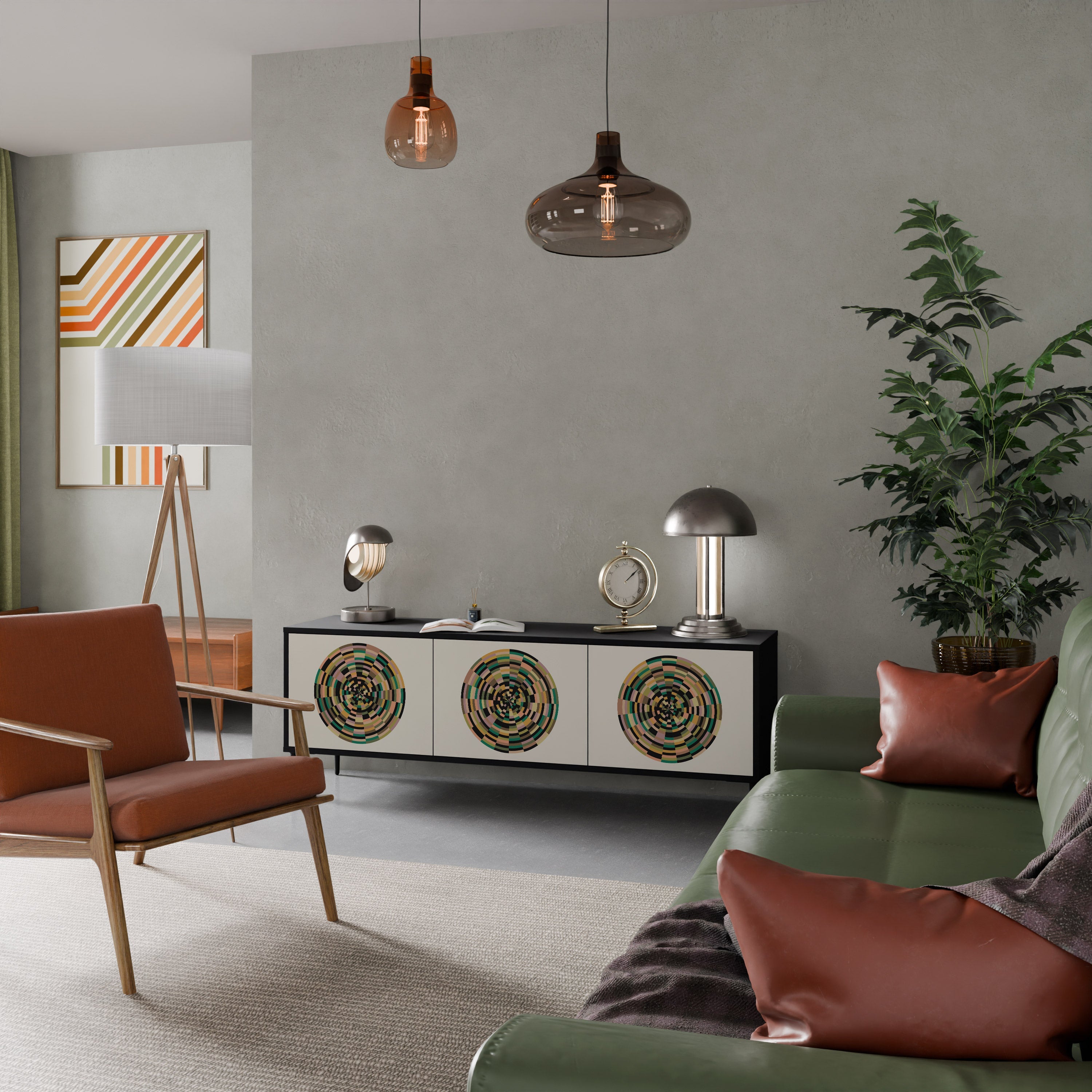 GREEN CIRCLES TV-Lowboard mit 3 Türen in Schwarz