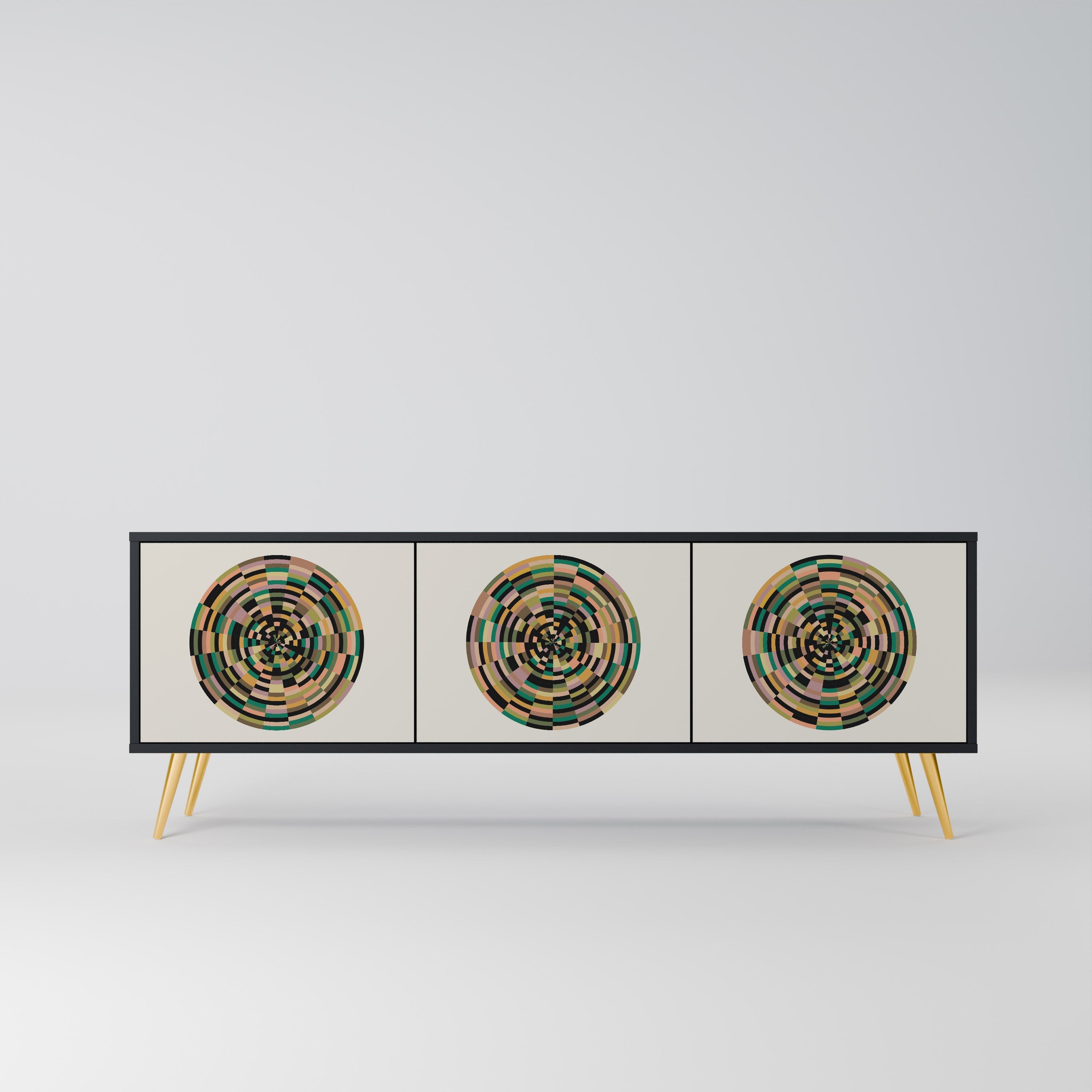 GREEN CIRCLES TV-Lowboard mit 3 Türen in Schwarz