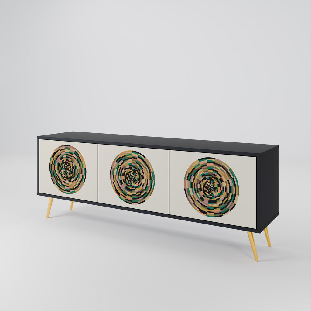 GREEN CIRCLES TV-Lowboard mit 3 Türen in Schwarz