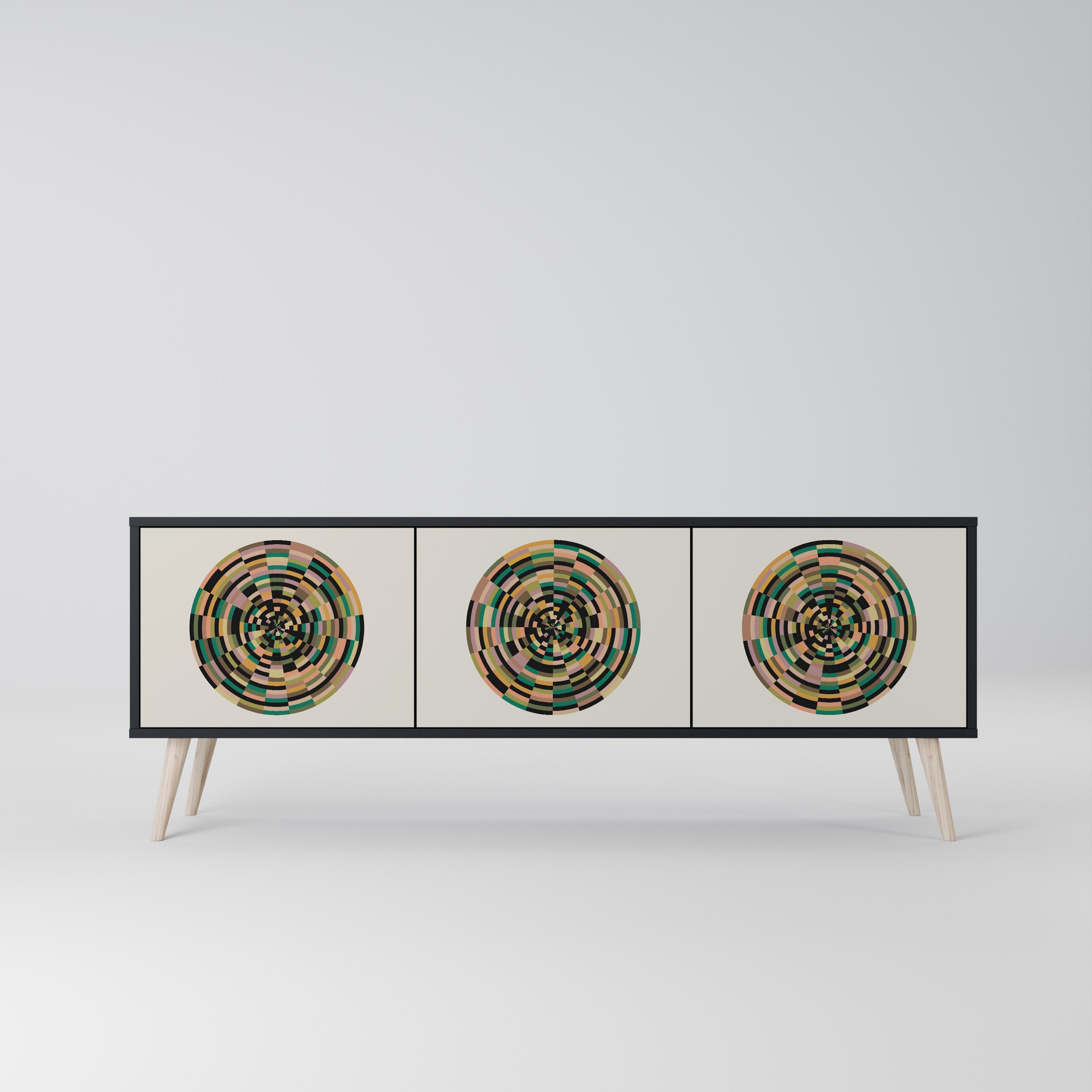 GREEN CIRCLES TV-Lowboard mit 3 Türen in Schwarz