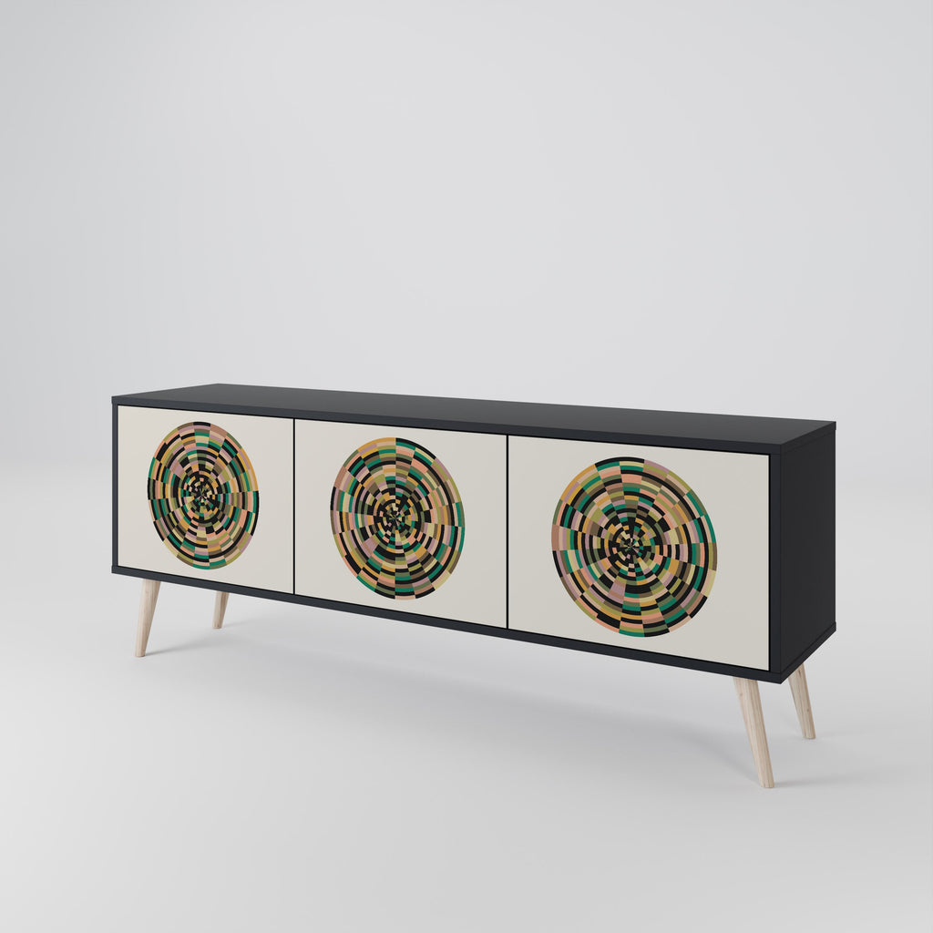 GREEN CIRCLES TV-Lowboard mit 3 Türen in Schwarz