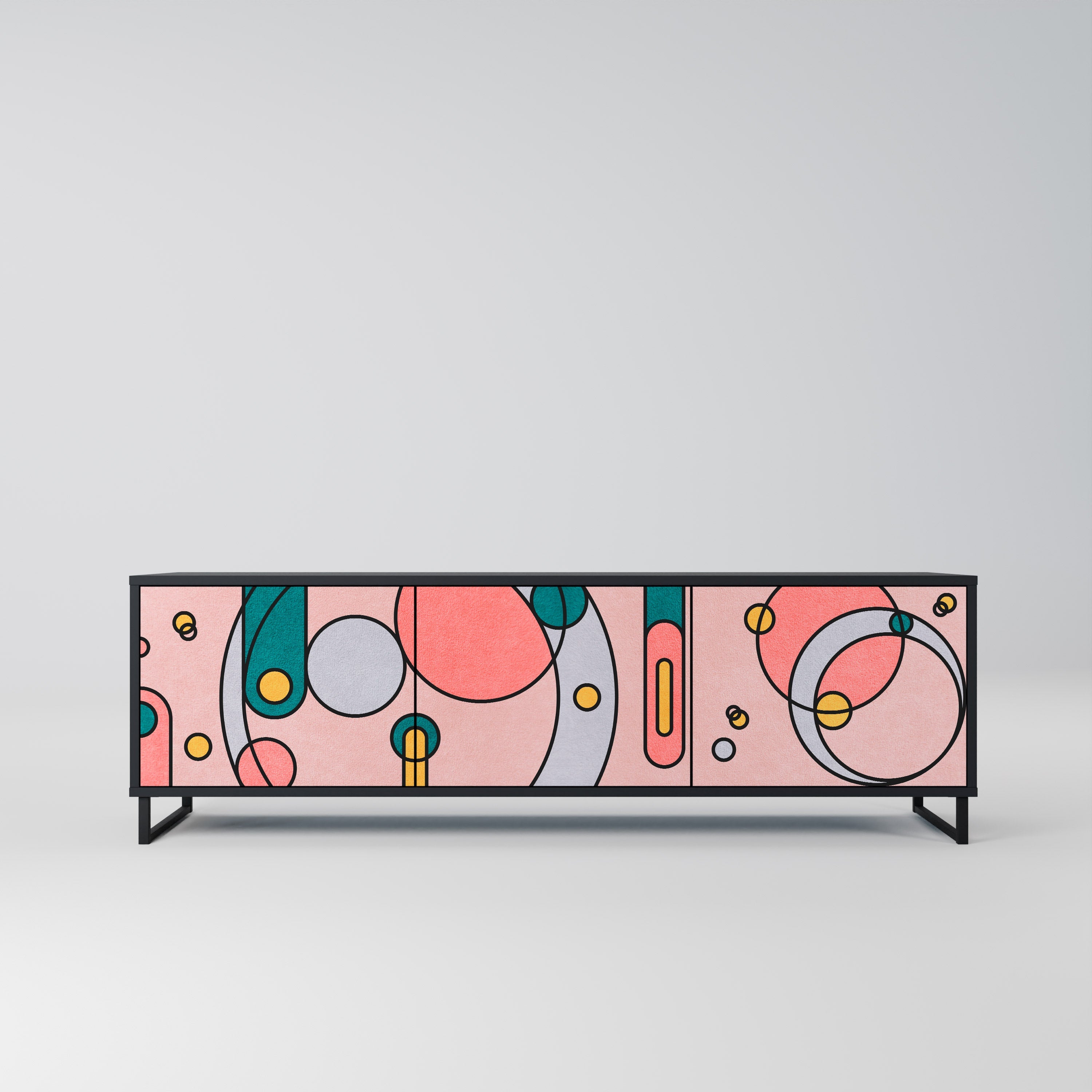 GOSSAMER ECHOES TV-Lowboard mit 3 Türen in Schwarz