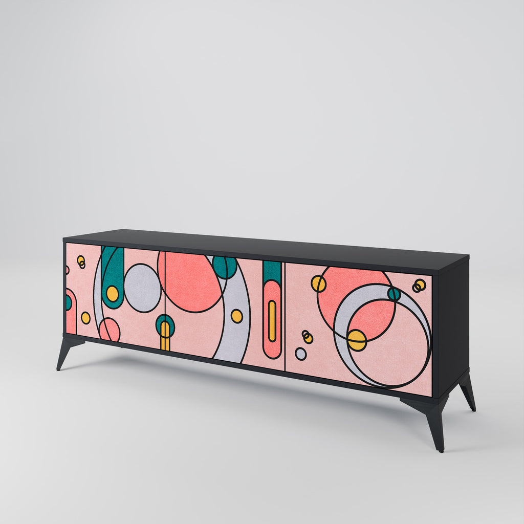 GOSSAMER ECHOES TV-Lowboard mit 3 Türen in Schwarz