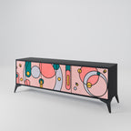 GOSSAMER ECHOES TV-Lowboard mit 3 Türen in Schwarz